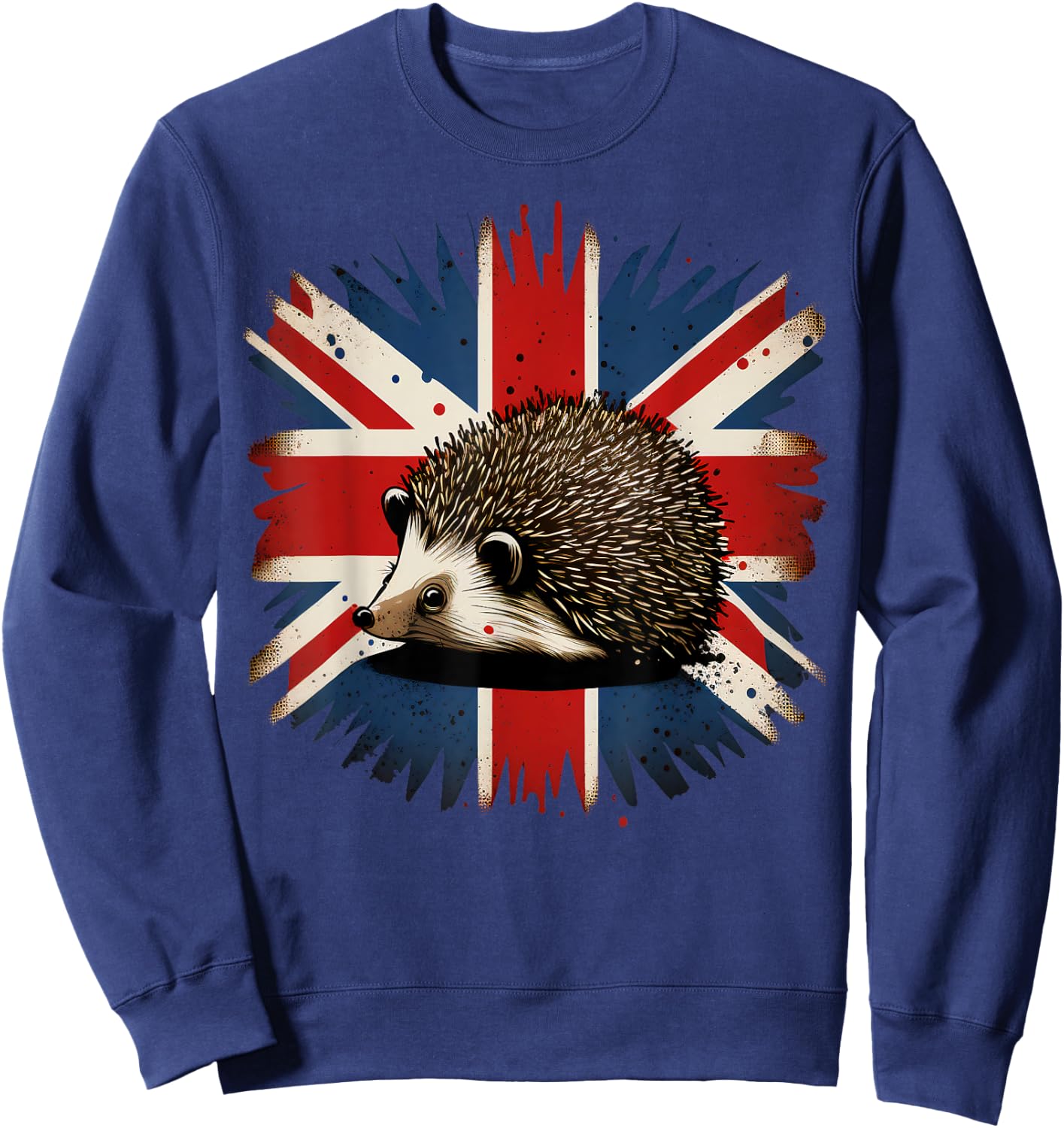 British UK Hedgehog on Great Britain Hedgehog Sweatshirt - Sweatshirt | Navy