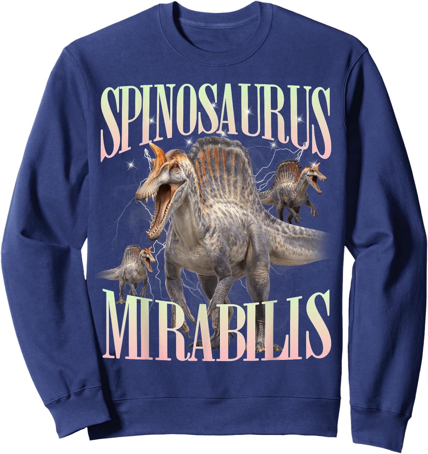 Roaring Spinosaurus Mirabilis Prehistoric Dinosaur Sweatshirt - Sweatshirt | Navy