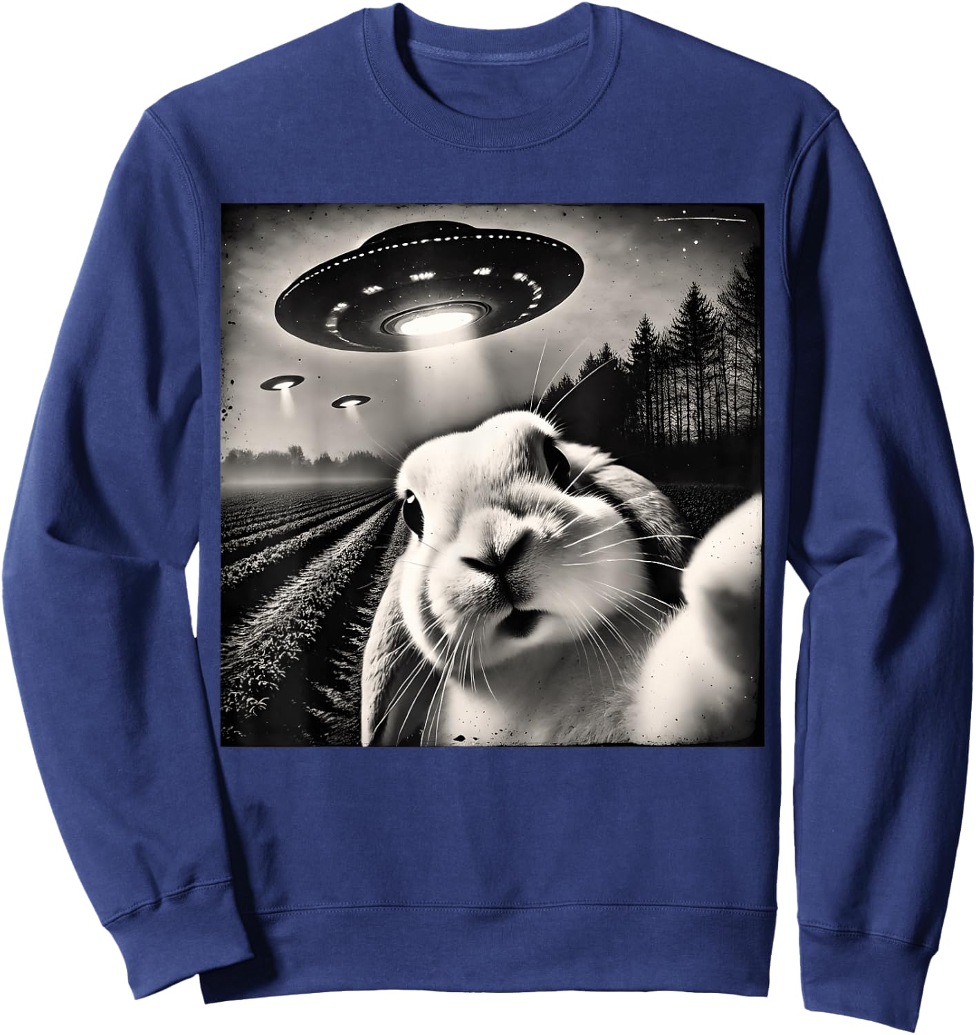 Funny Rabbit Bunny Selfie UFOs Sweatshirt - Sweatshirt | Navy