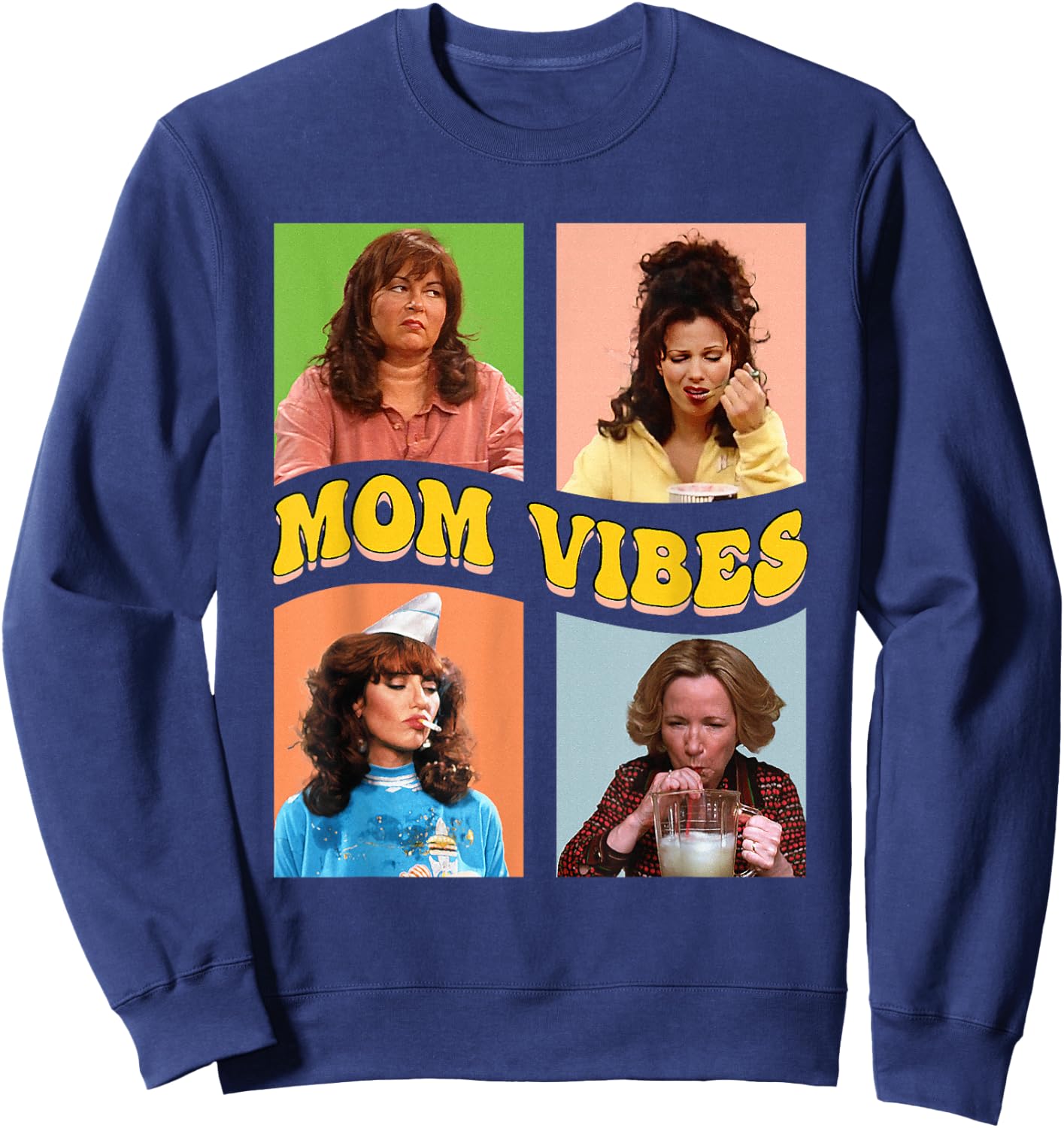 Retro Nineties Mom Vibes Vintage Mother's Day Women's Shirt , black Sweatshirt - Sweatshirt | Navy