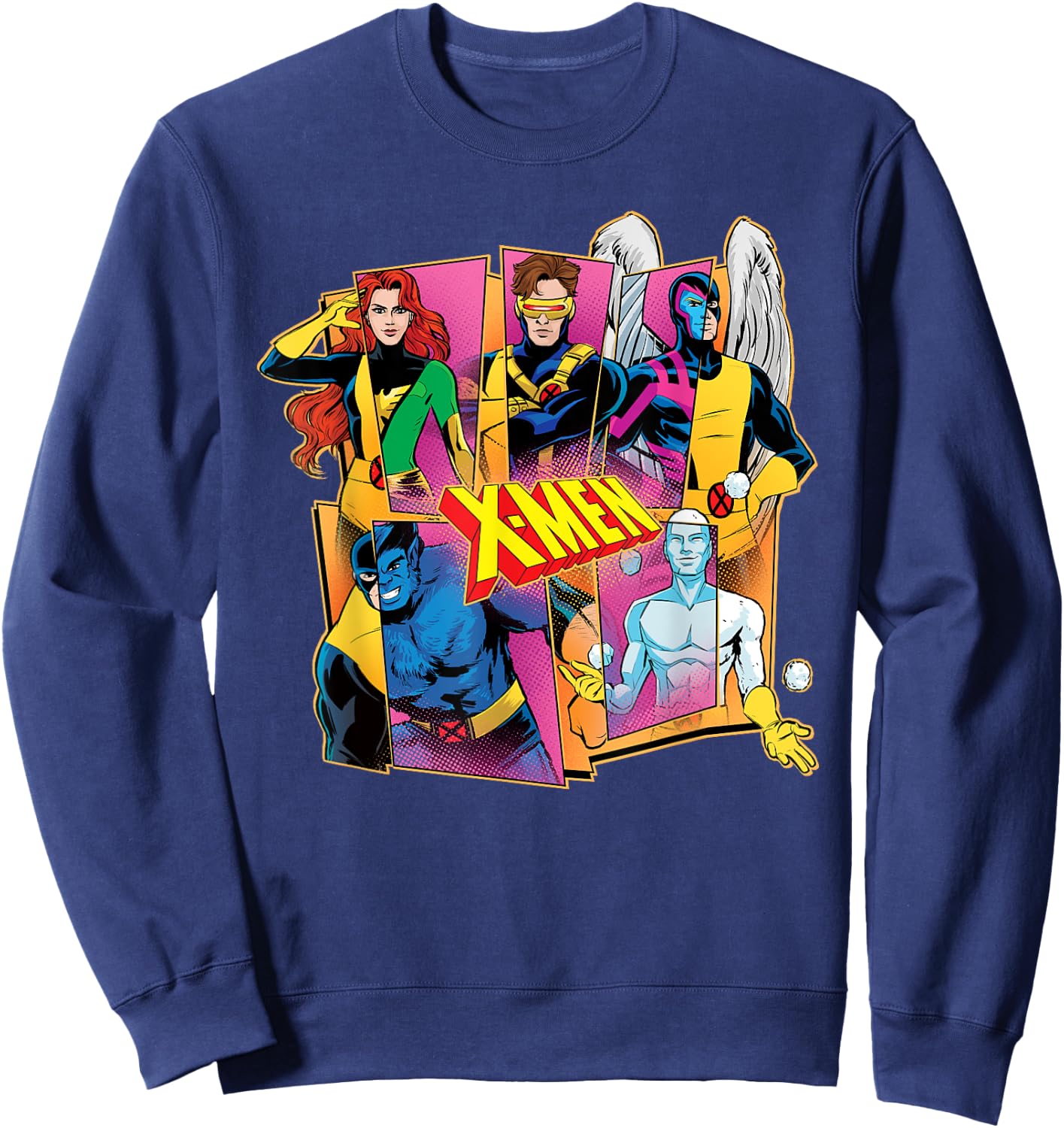 Marvel X-Men Mutant Heroes '60s & '90s Retro Comic Costumes , Black, S Sweatshirt - Sweatshirt | Navy