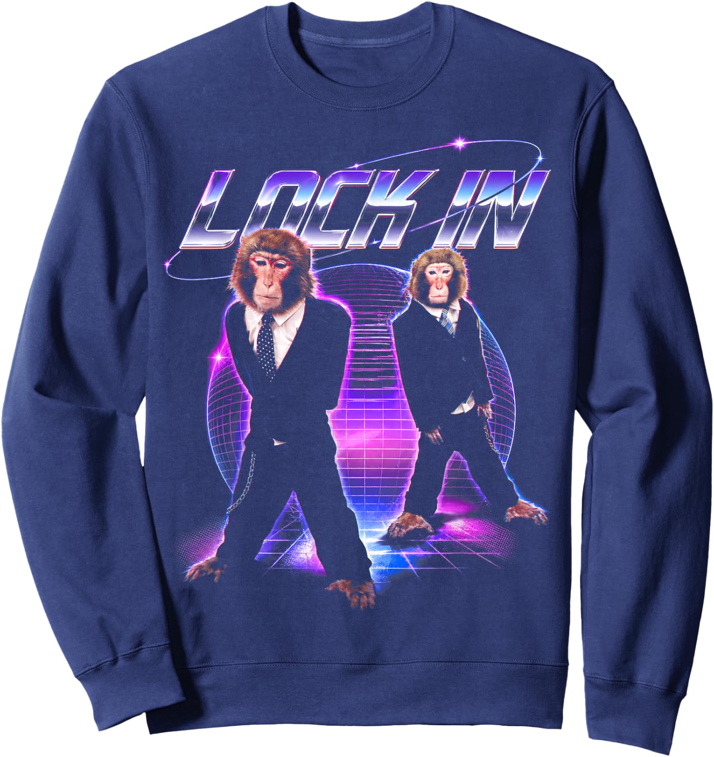 Funny Monkey Meme Y2K Cyberpunk Sweatshirt - Sweatshirt | Navy