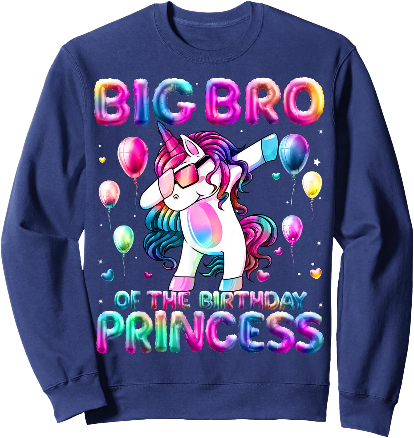 Brother of the Birthday Princess Girl Dabbing Unicorn Bro Sweatshirt - Sweatshirt | Navy