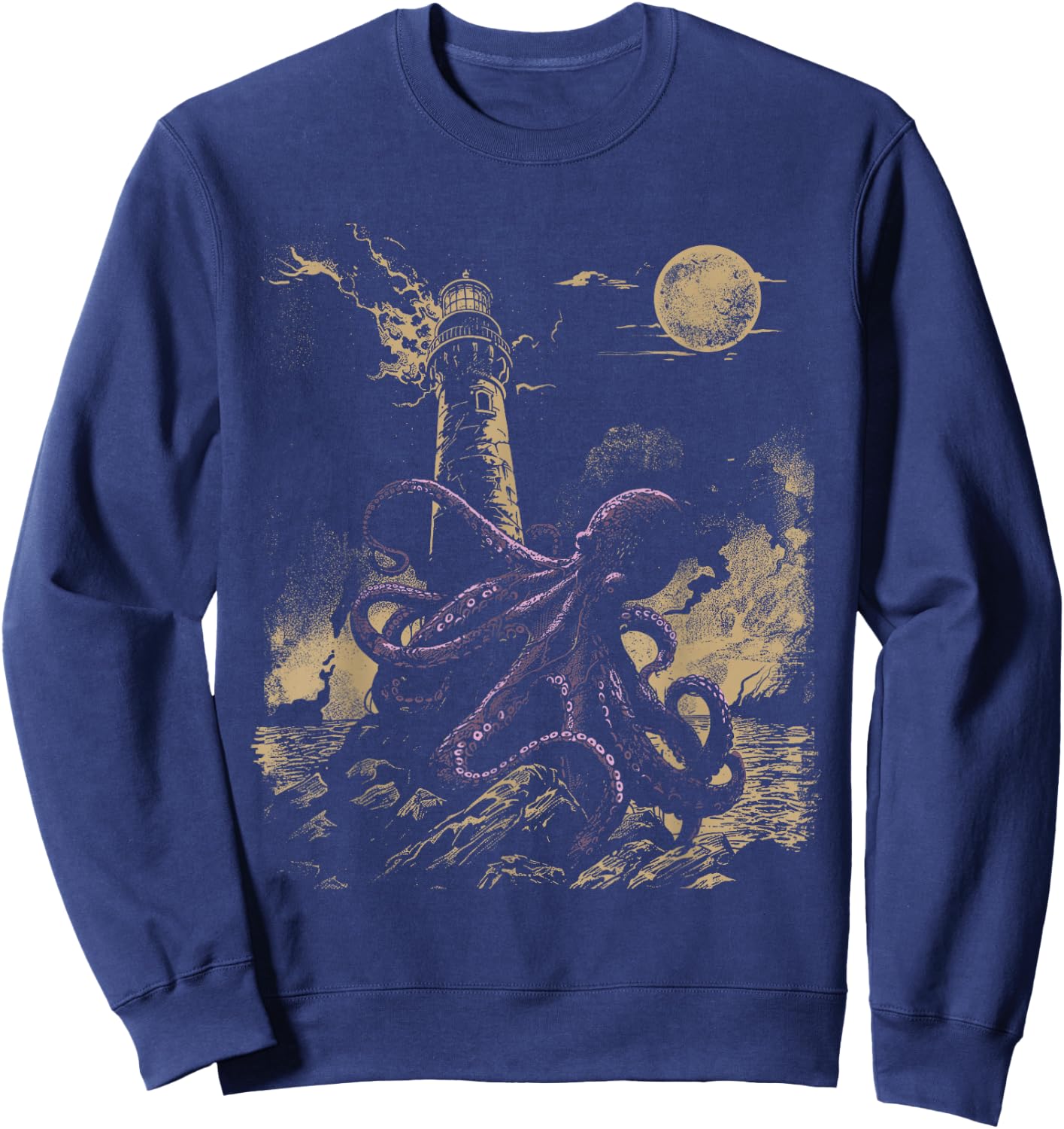 Nautical Lighthouse Octopus Sweatshirt - Sweatshirt | Navy