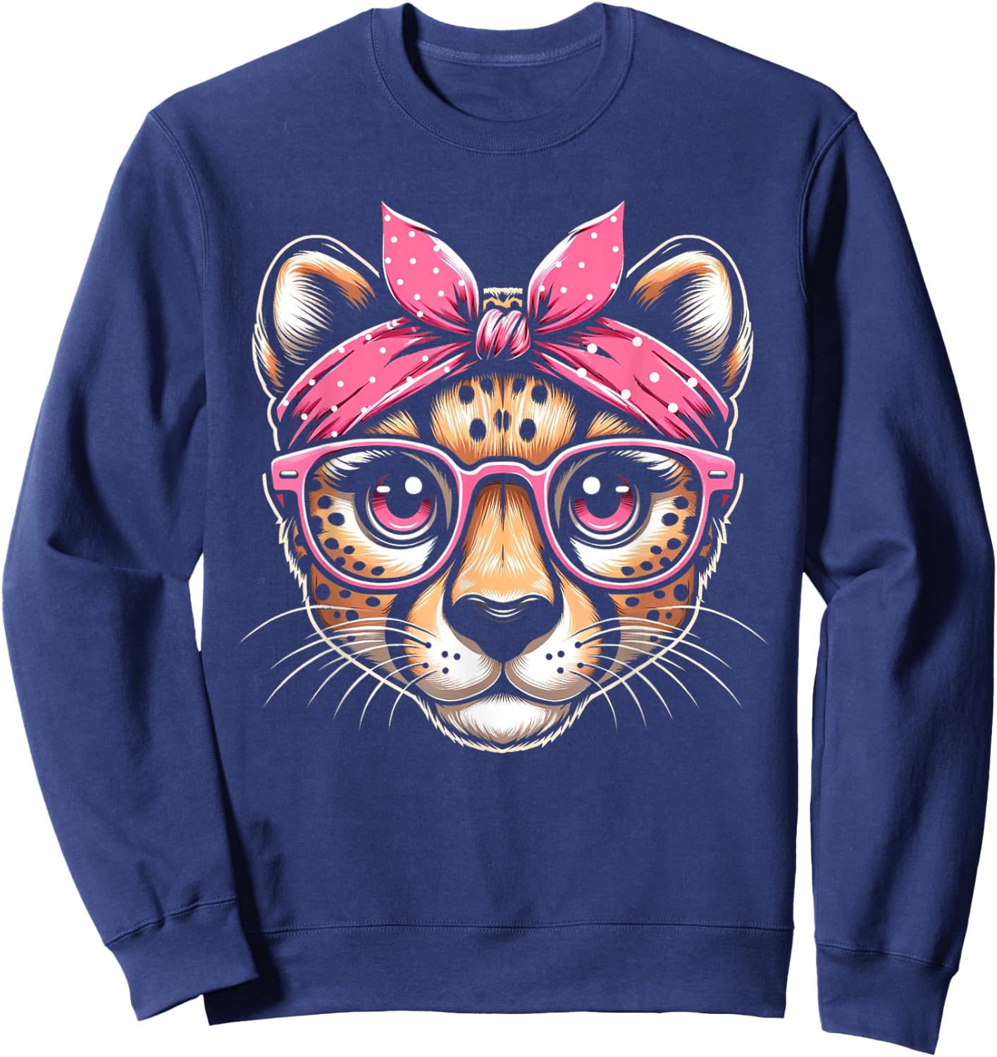 Cheetah Pink Bandana Glasses Sweatshirt - Sweatshirt | Navy