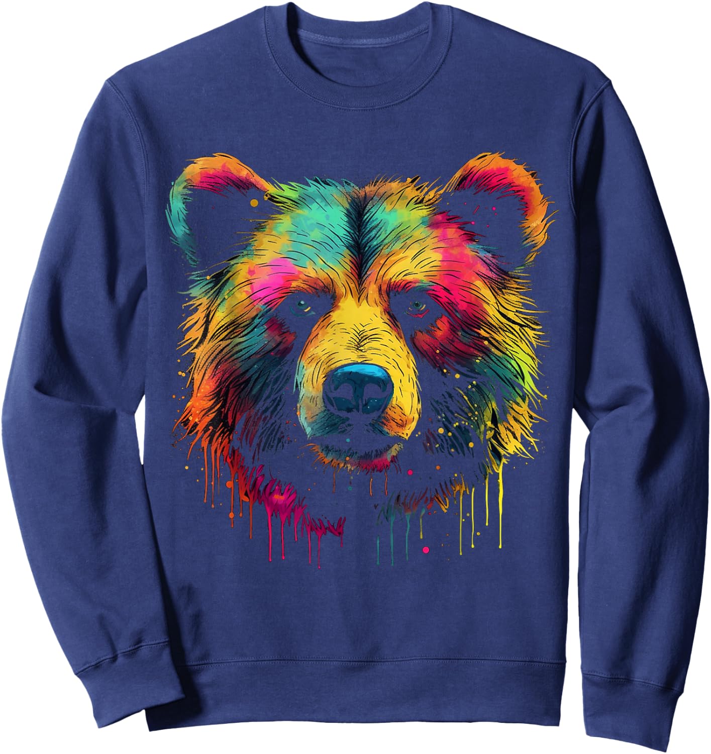 Bear Colourful Forest Artwork Animal Art Bear Sweatshirt - Sweatshirt | Navy