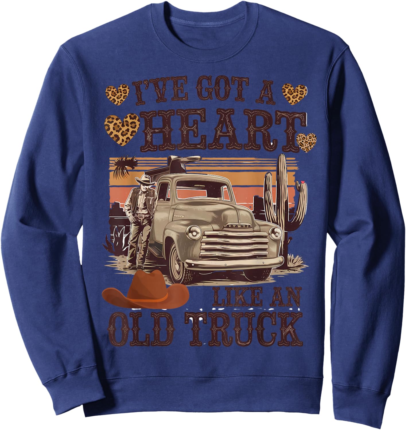 Heart Like an Old Truck - Vintage Western Sweatshirt - Sweatshirt | Navy