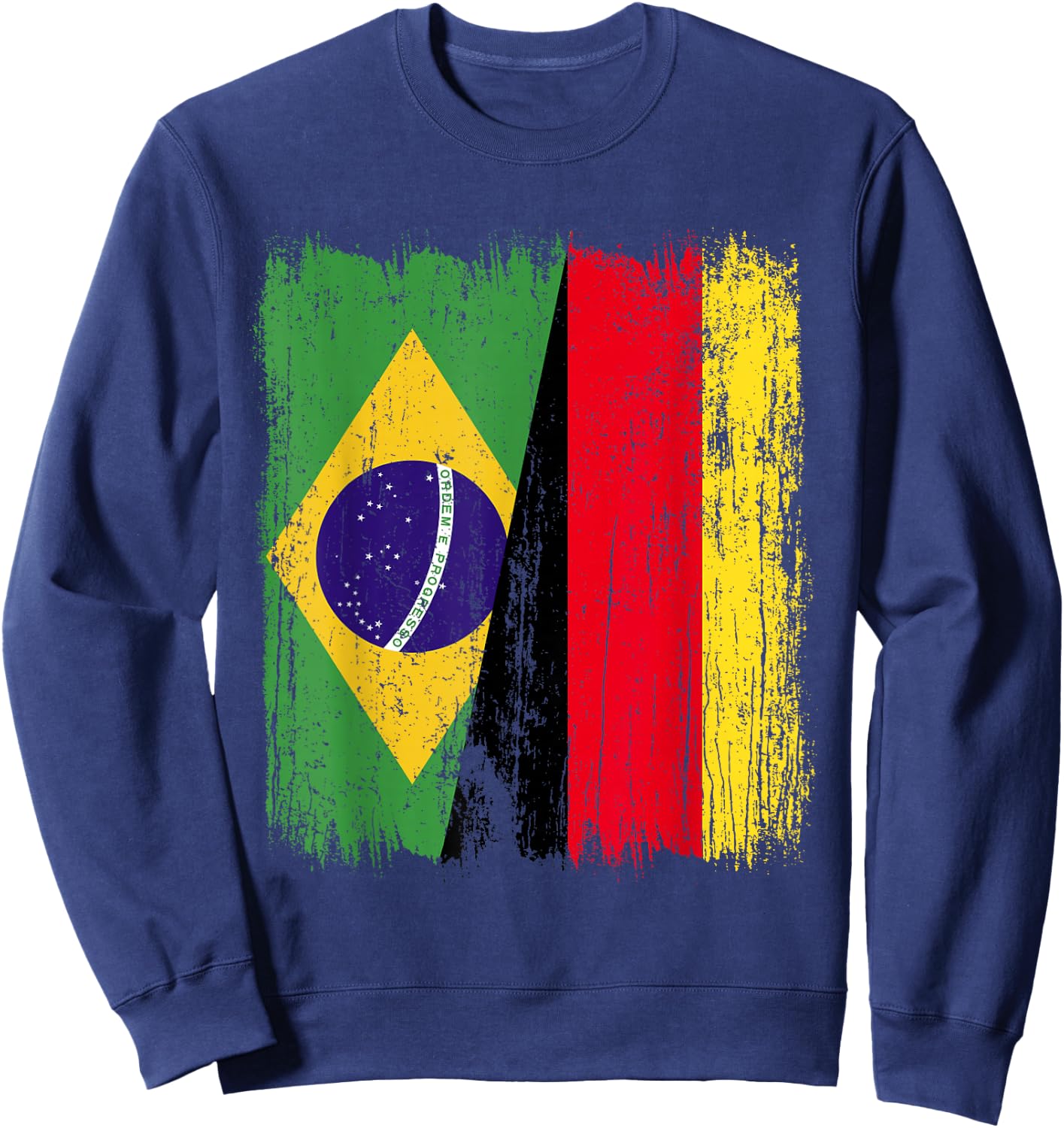 Brazil Germany Half Flag Brazilian German Heritage Sweatshirt - Sweatshirt | Navy