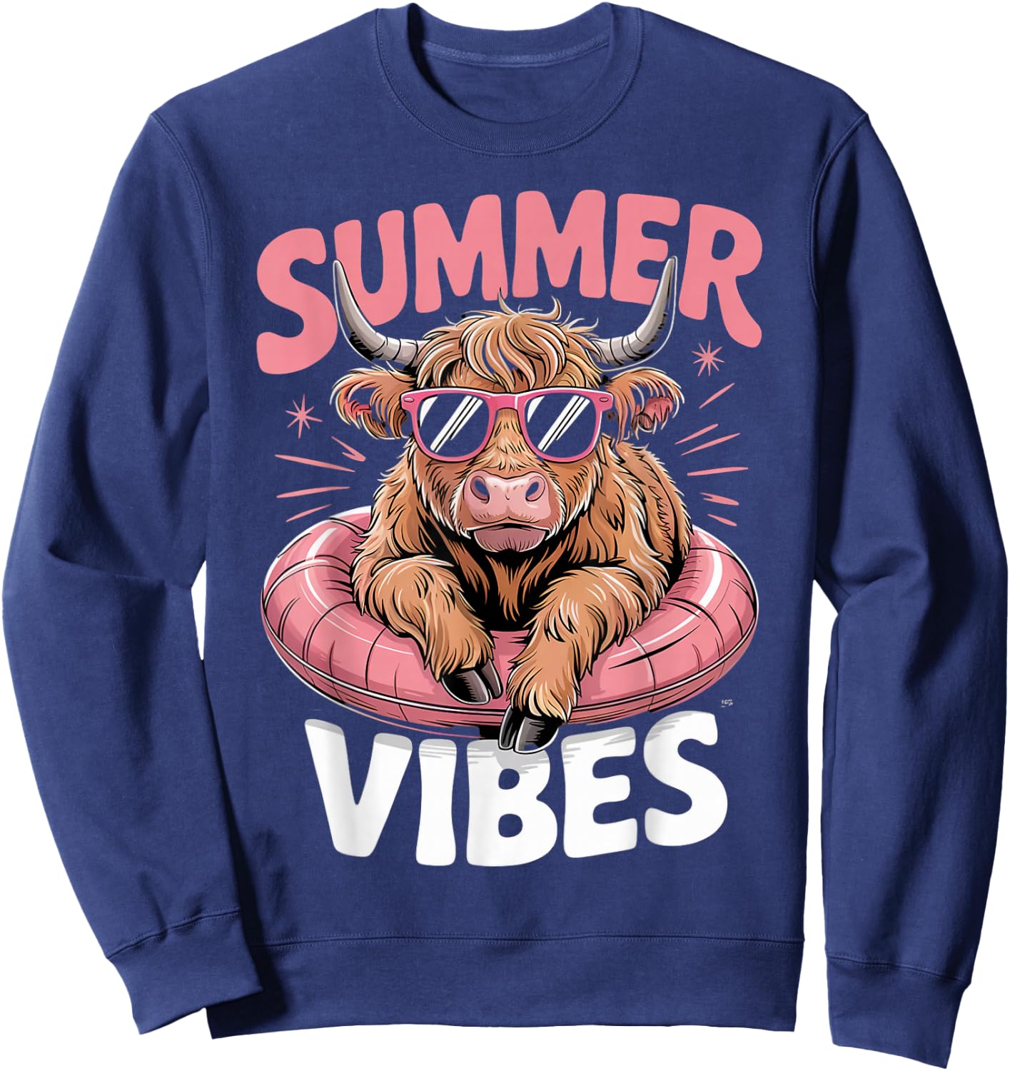 Summer Vibes Farm Farmer Scottish Beach Highland Cows Sweatshirt - Sweatshirt | Navy