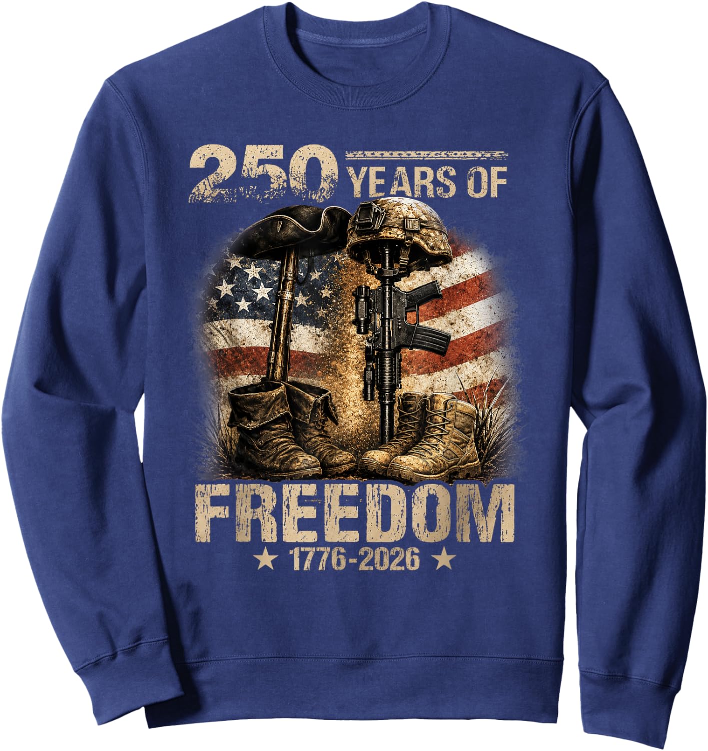 250 Years American 1776 2026 Christian Patriotic 4th of July Sweatshirt - Sweatshirt | Navy