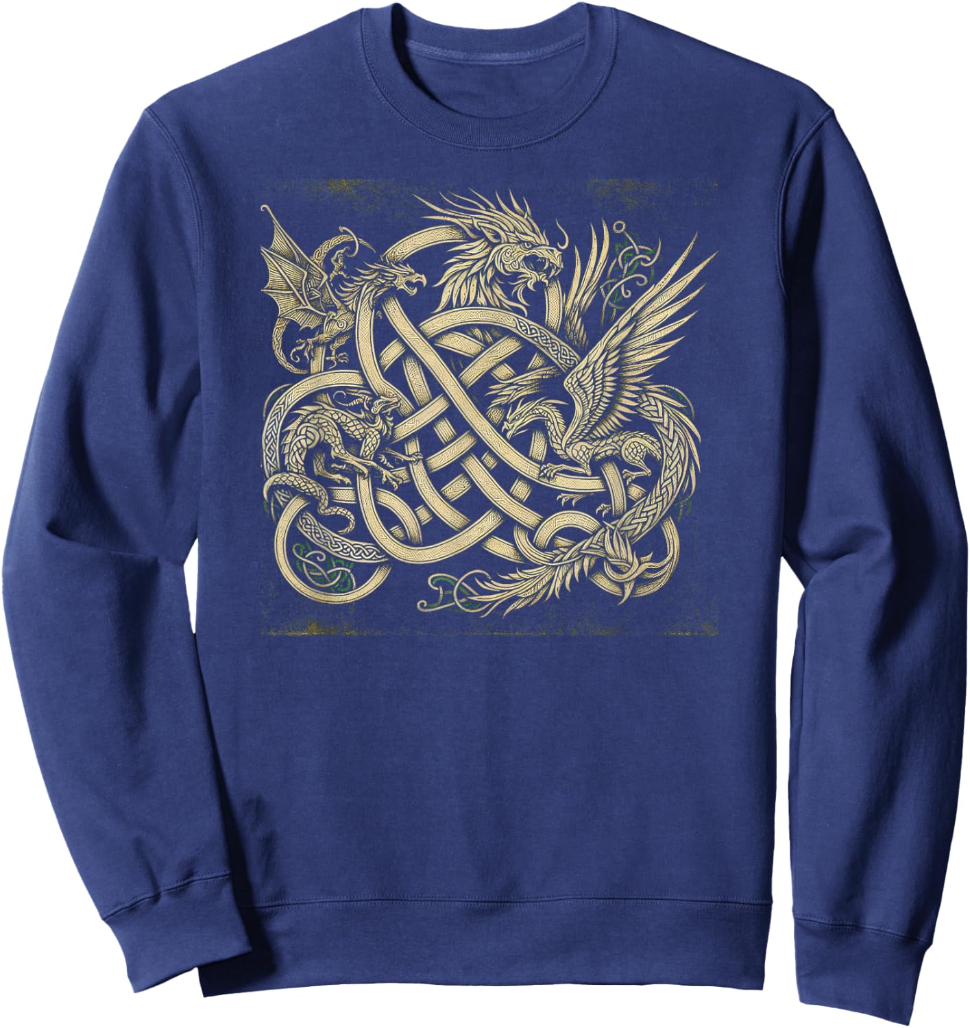 Intricate Celtic Knot with Dragon and Phoenix Sweatshirt - Sweatshirt | Navy