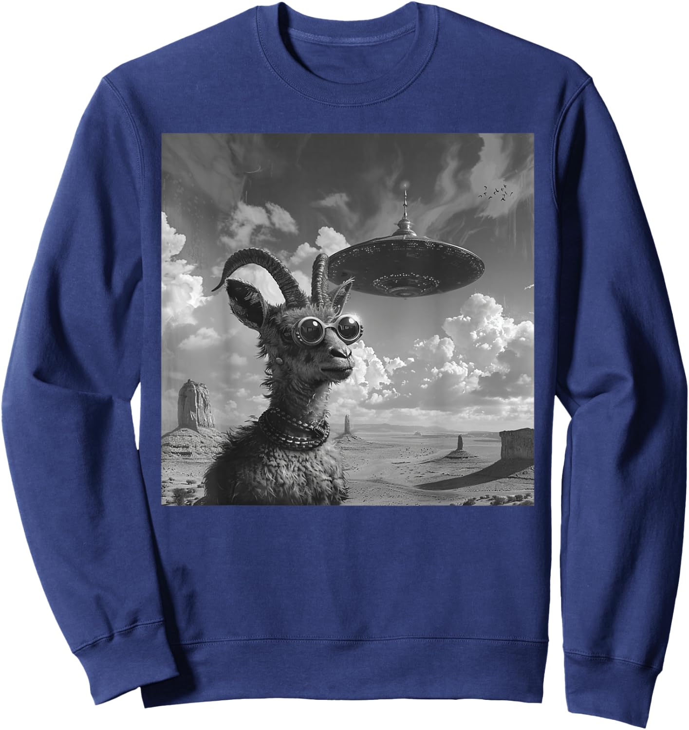 Ziegenbock mit UFO, Alien, lustiges Ziegenbock Sweatshirt - Sweatshirt | Navy