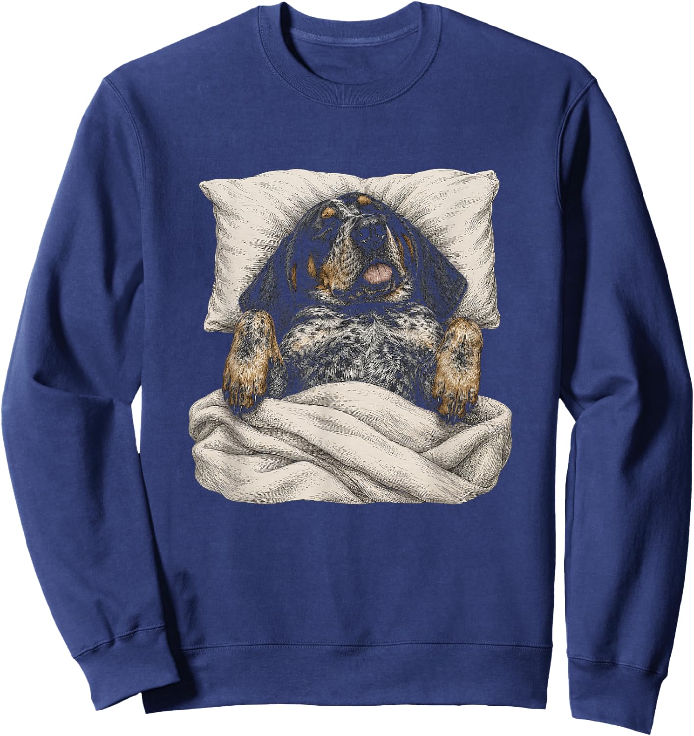 Sleeping Funny Bluetick Coonhound Artwork Design Sweatshirt - Sweatshirt | Navy