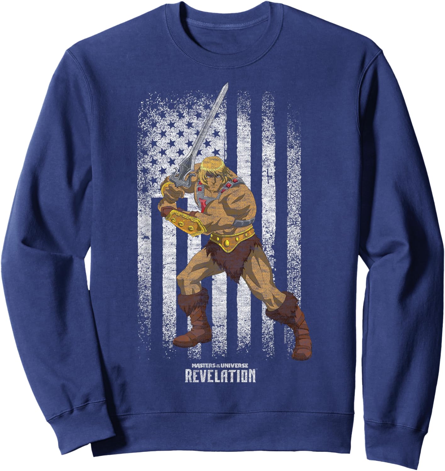 Masters Of The Universe He-Man Distressed Flag , black Sweatshirt - Sweatshirt | Navy