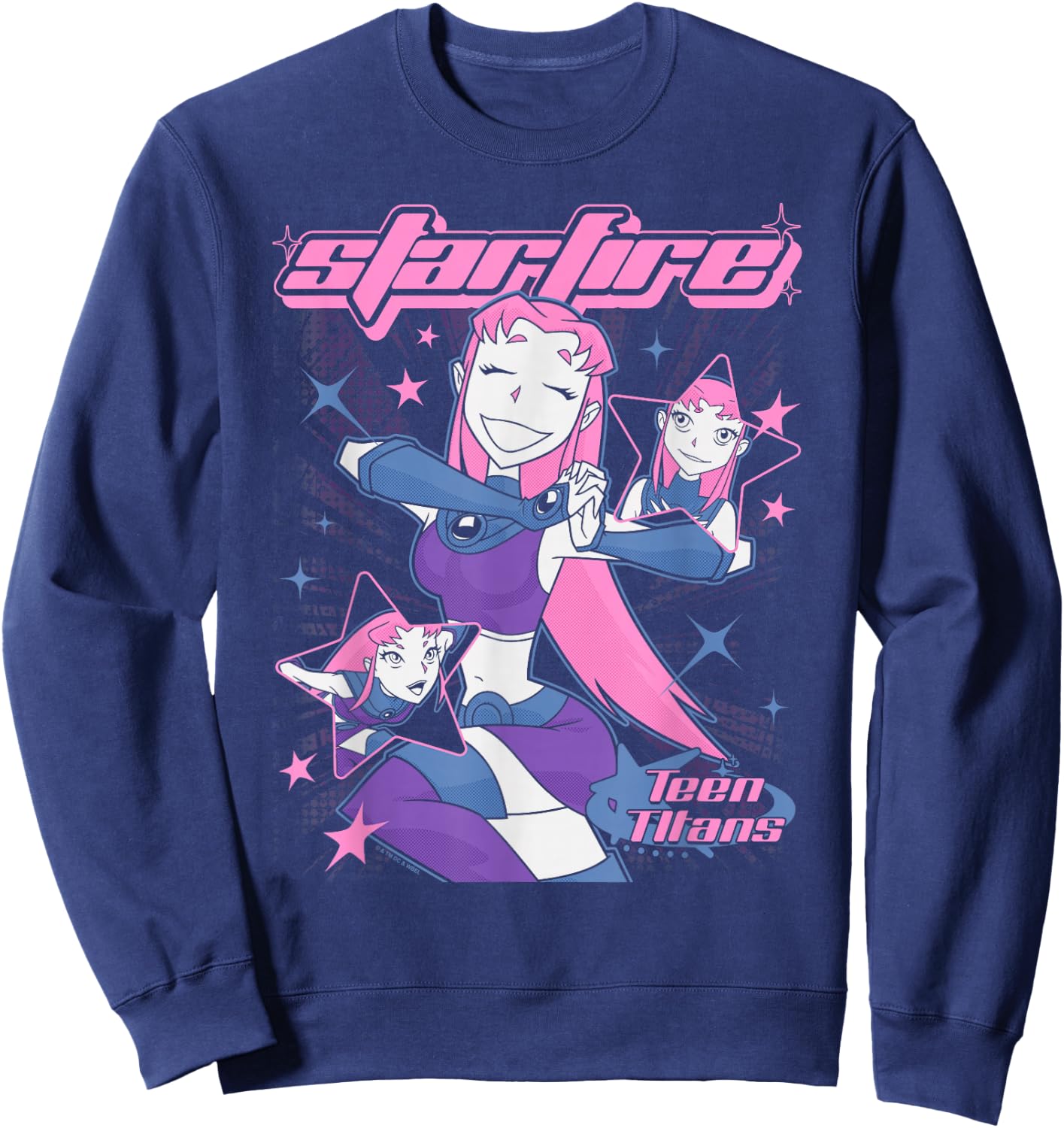 DC Comics Teen Titans Starfire Y2K Style Joyful Portrait Sweatshirt - Sweatshirt | Navy