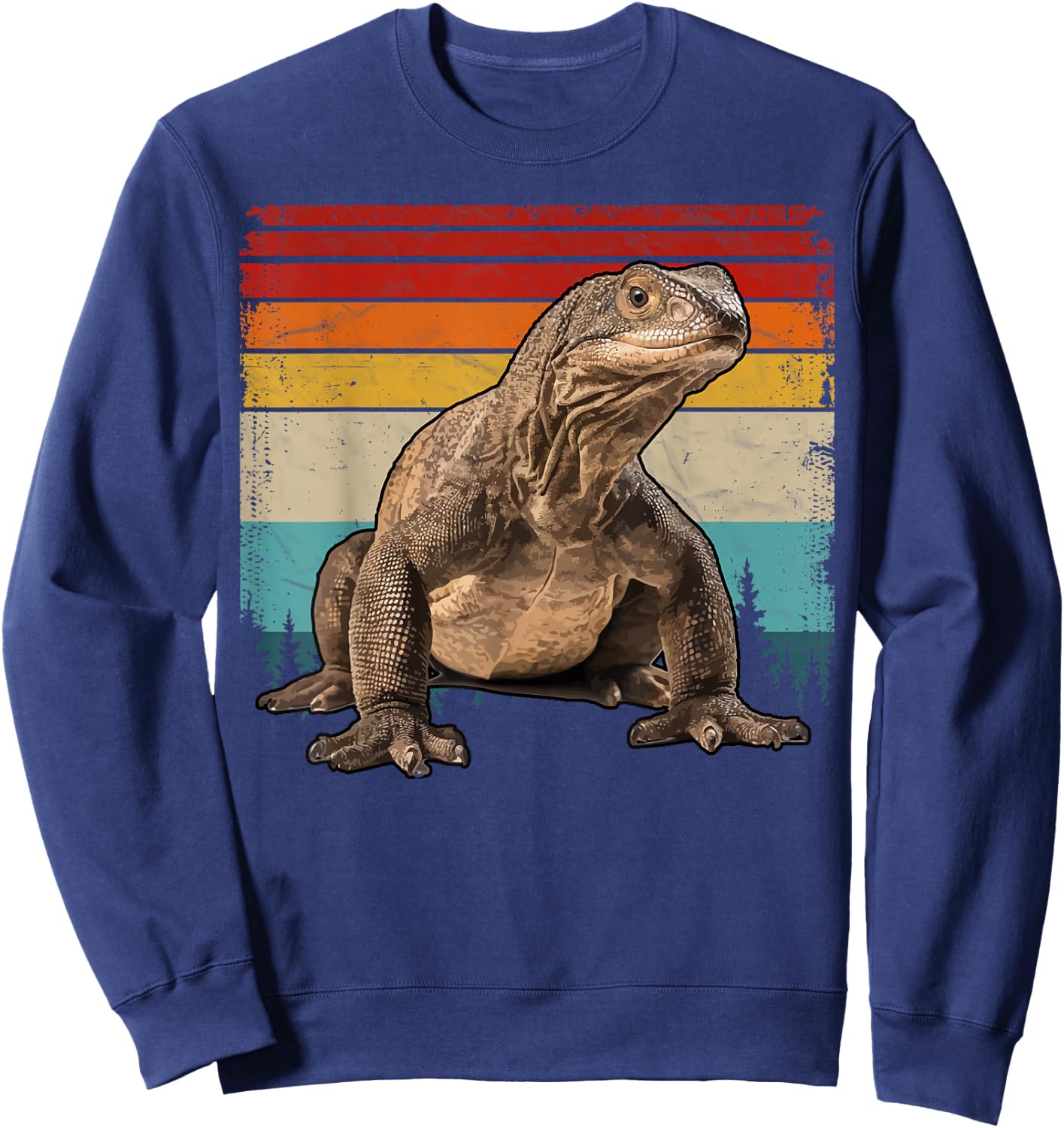 Vintage Distressed Retro Style Cool Komodo Dragon Sweatshirt - Sweatshirt | Navy