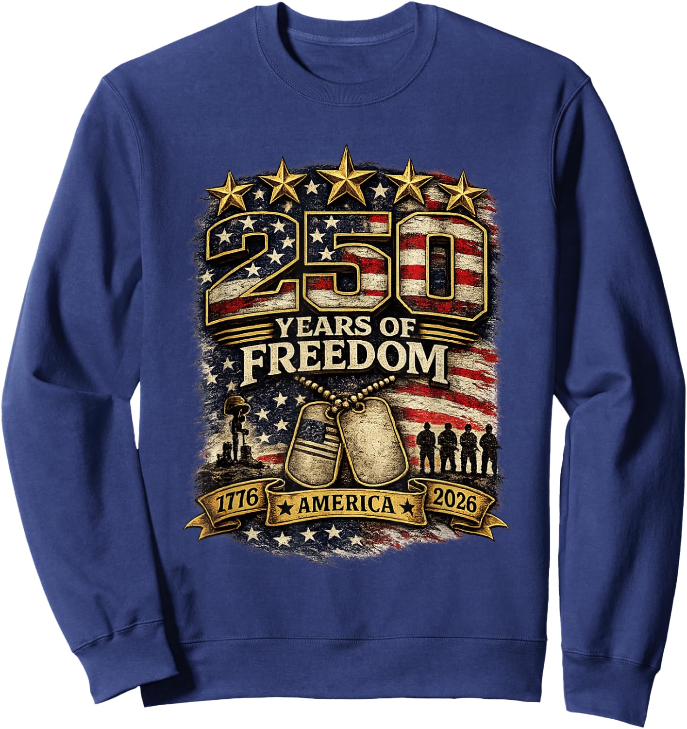 250 America Liberty July 4 Sweatshirt - Sweatshirt | Navy