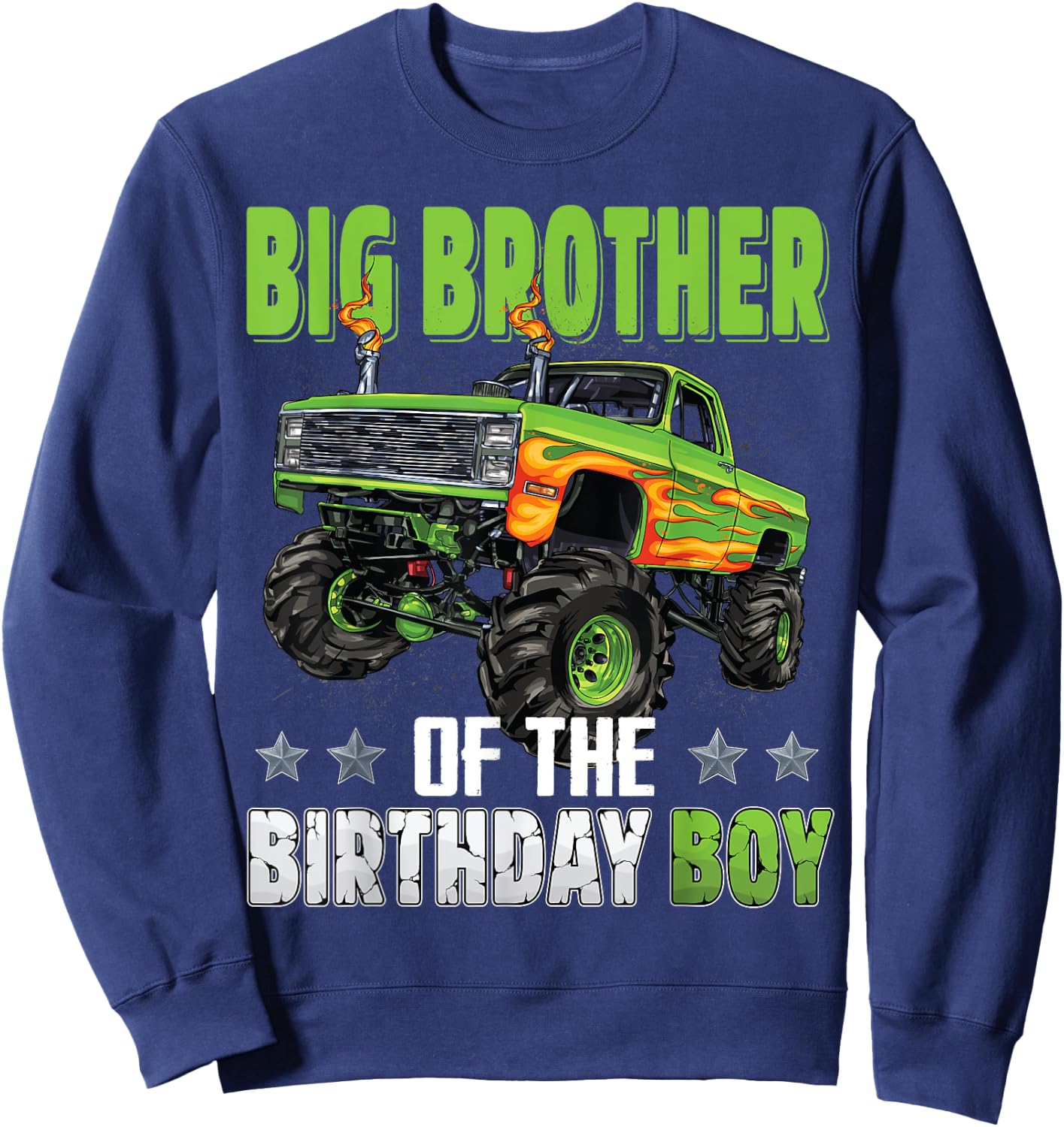 Big Brother of Birthday Boy Monster Truck Family Matching Sweatshirt - Sweatshirt | Navy