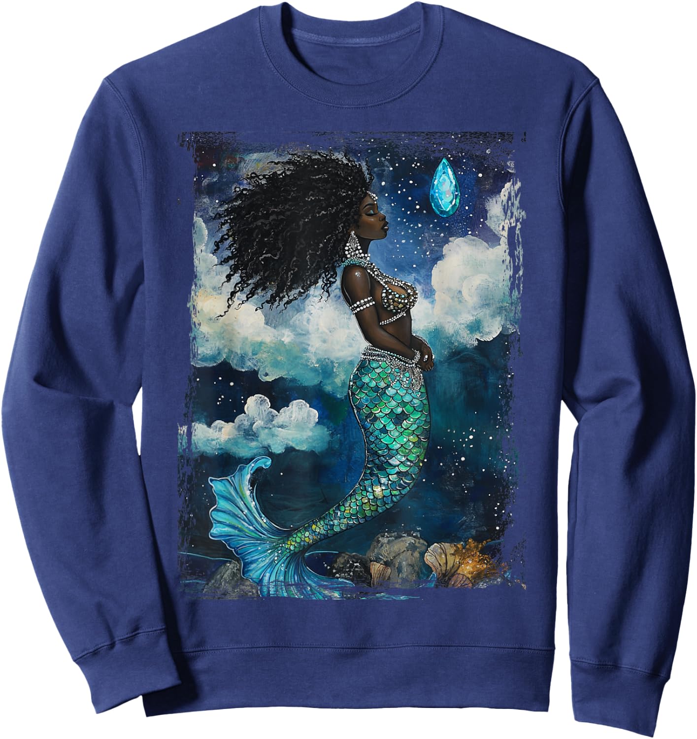 The Goddess Yemaya Wicca African Witch Temperance Mermaid Sweatshirt - Sweatshirt | Navy
