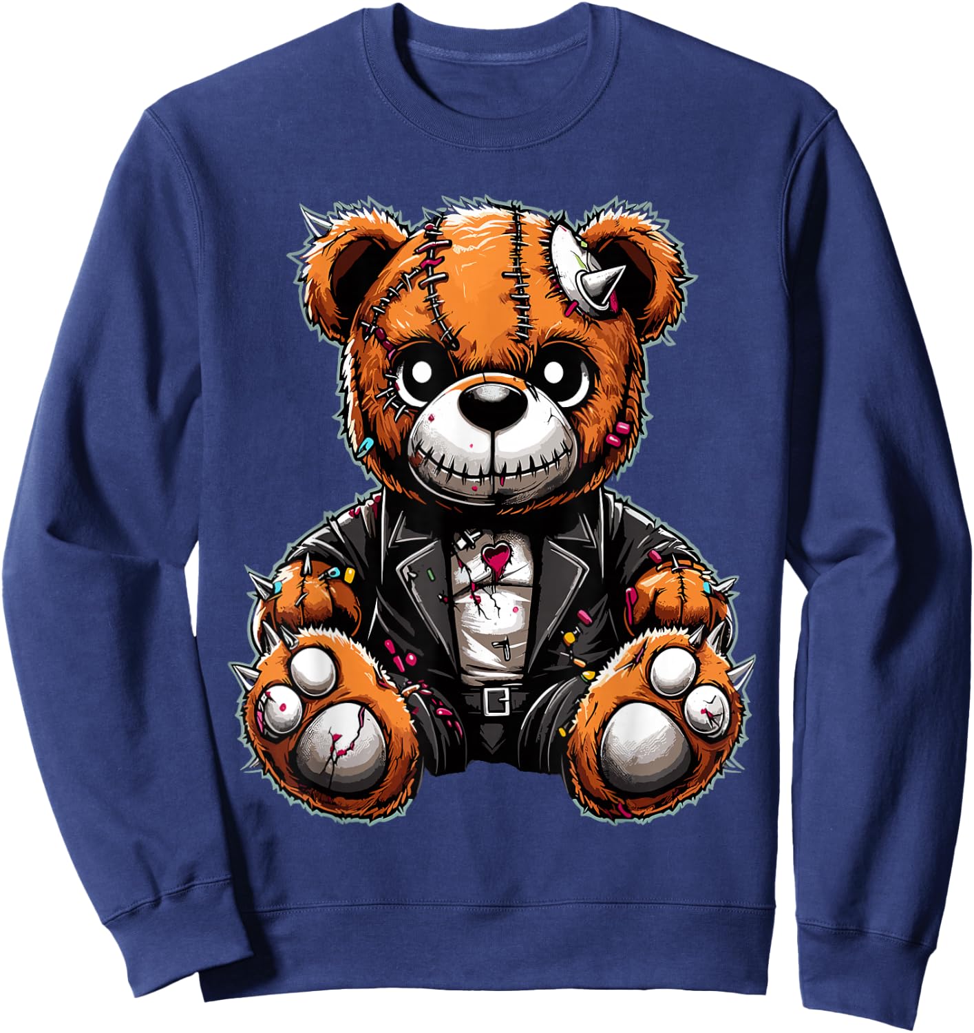 Punk Stuffed Animal Sharp Needle Rebel Sweatshirt - Sweatshirt | Navy
