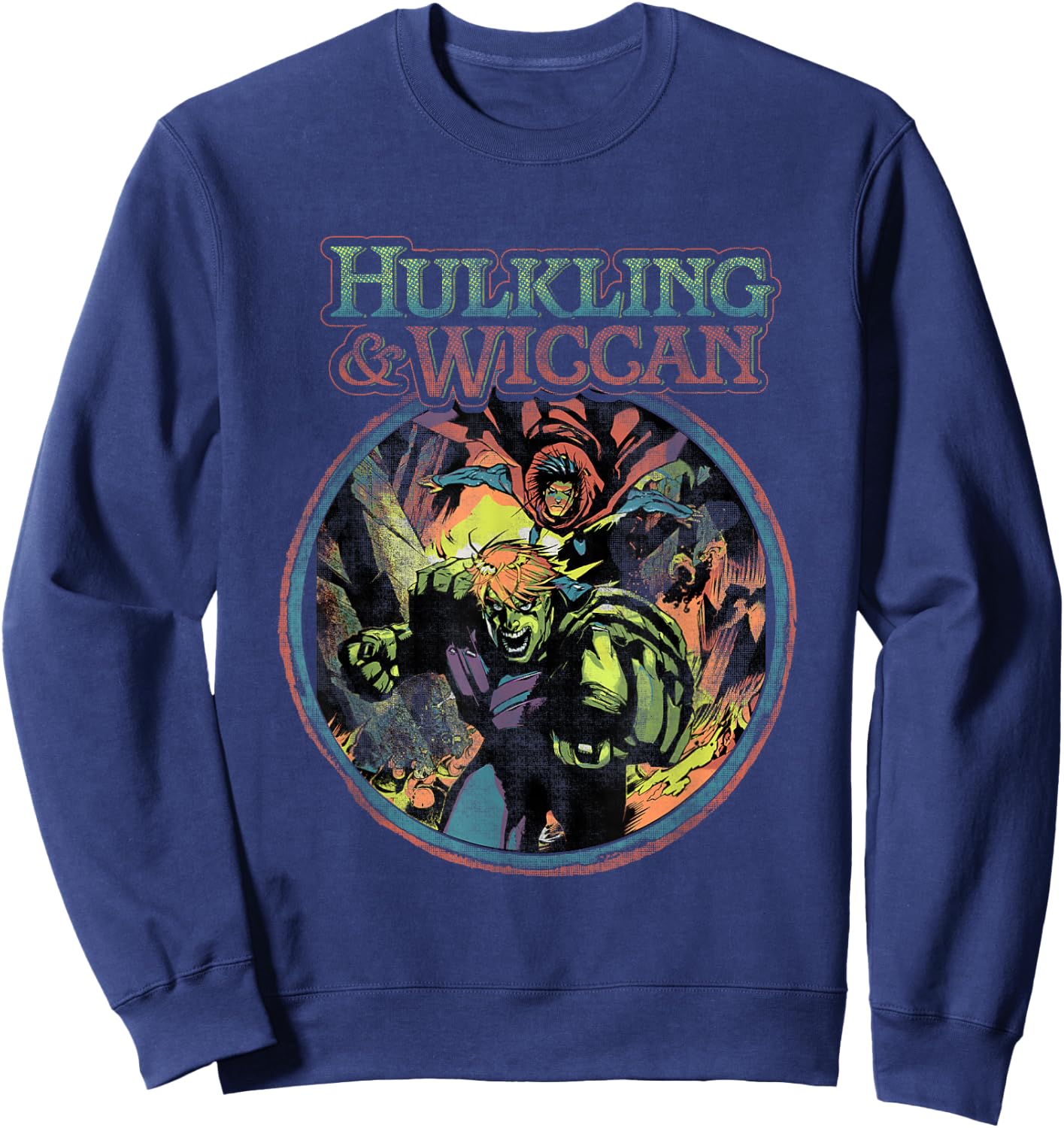 Marvel Universe Classic Hulking & Wiccan Retro Big Poster Sweatshirt - Sweatshirt | Navy