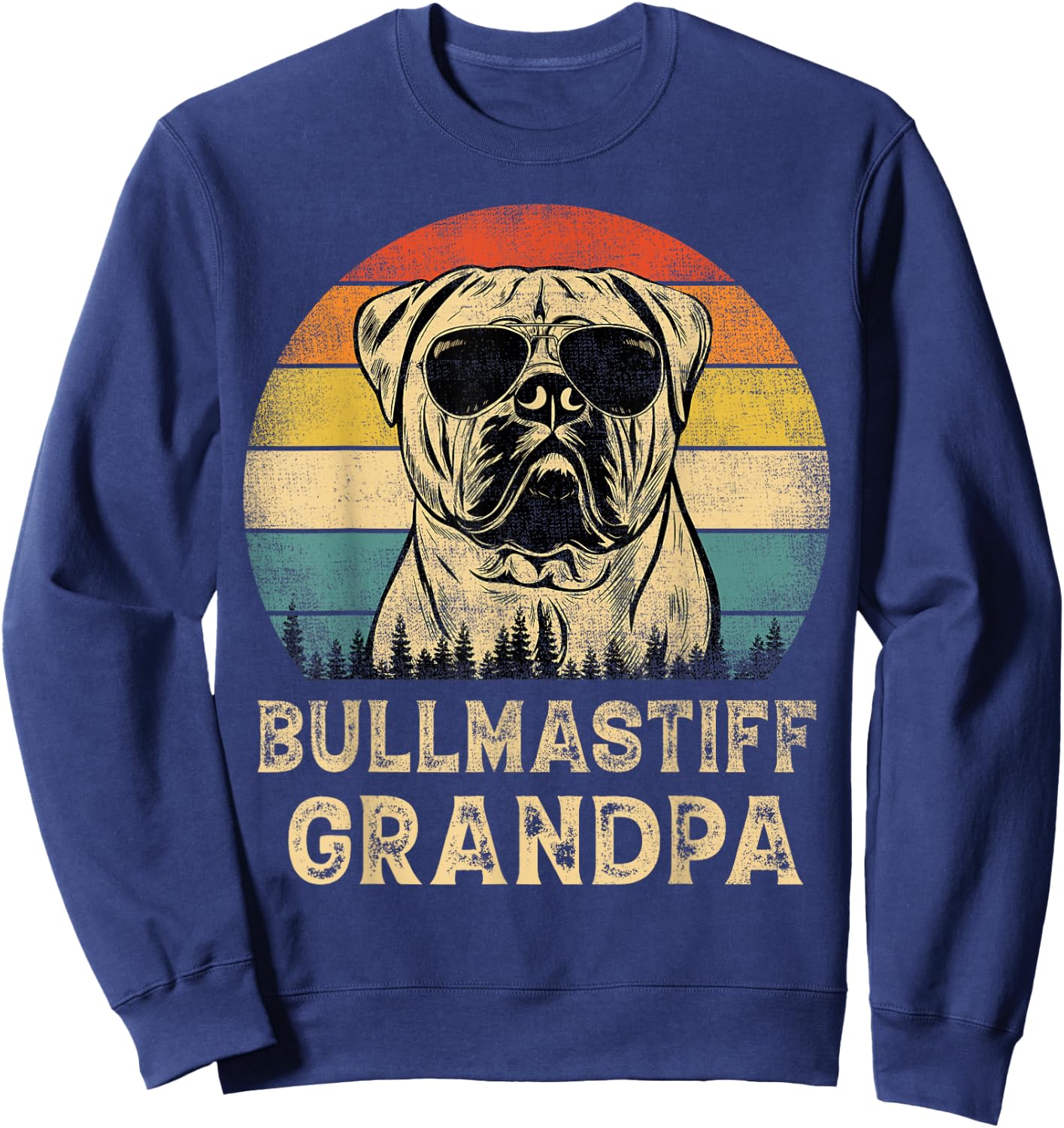 Vintage Bullmastiff Grandpa Dog Lovers Father's Day Men Women Sweatshirt - Sweatshirt | Navy