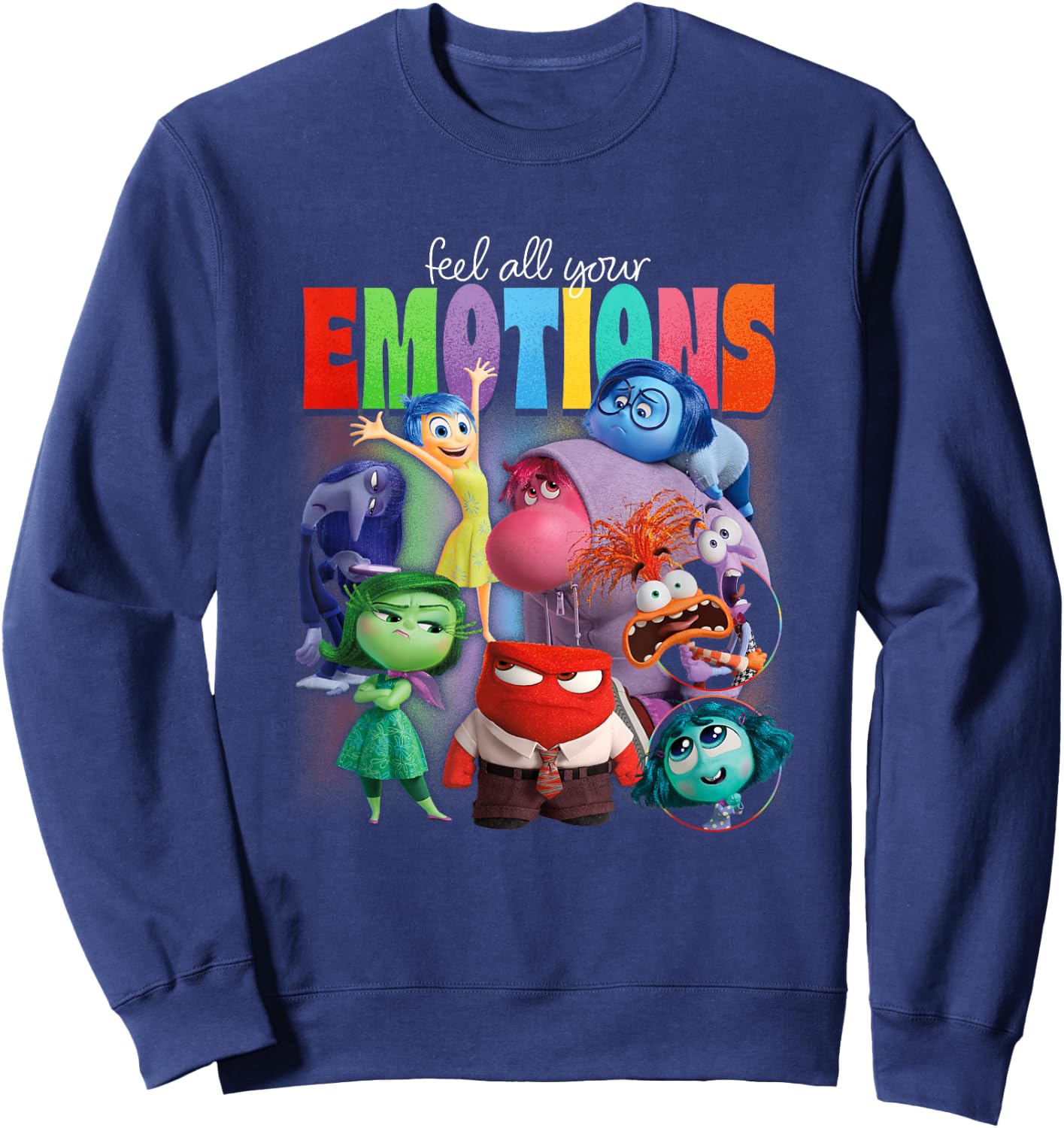 Disney Pixar Inside Out 2 Feel All Your Emotions Vintage , black Sweatshirt - Sweatshirt | Navy