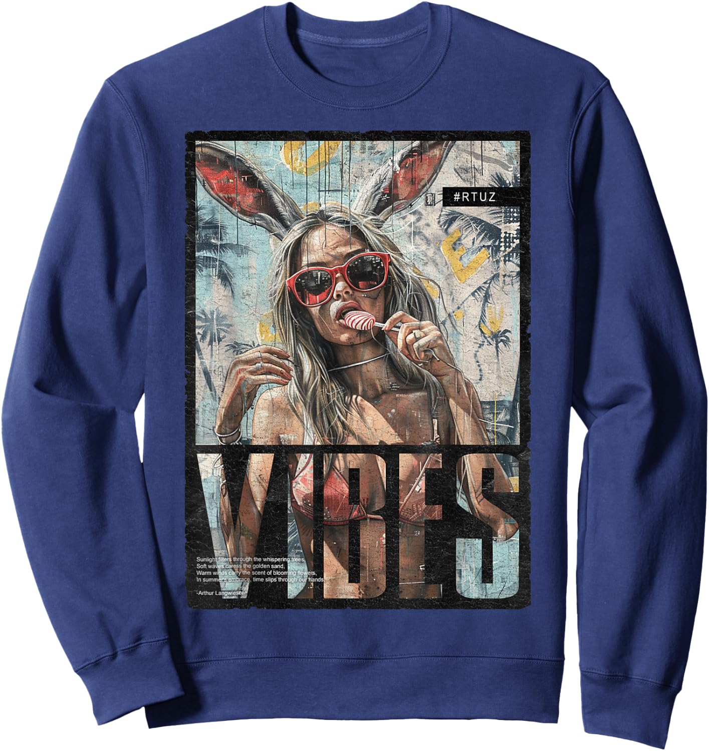 Vintage Girl Magazine Cover Template Sexy Pin-up , Black, S Sweatshirt - Sweatshirt | Navy