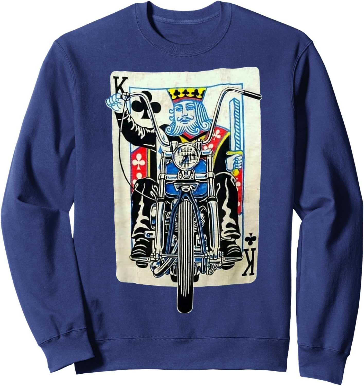 Biker King Of Clubs Playing Card Rider Motorcycle Sweatshirt - Sweatshirt | Navy