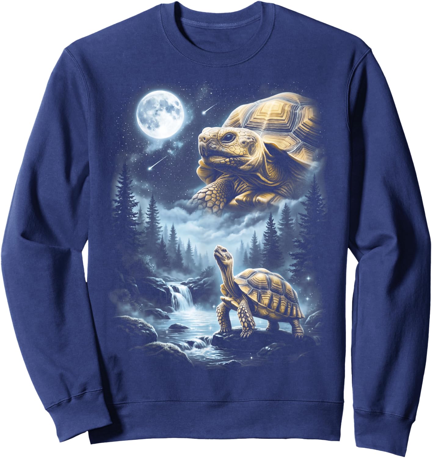 Sulcata Tortoise Howling at Moon 90's Retro Sweatshirt - Sweatshirt | Navy