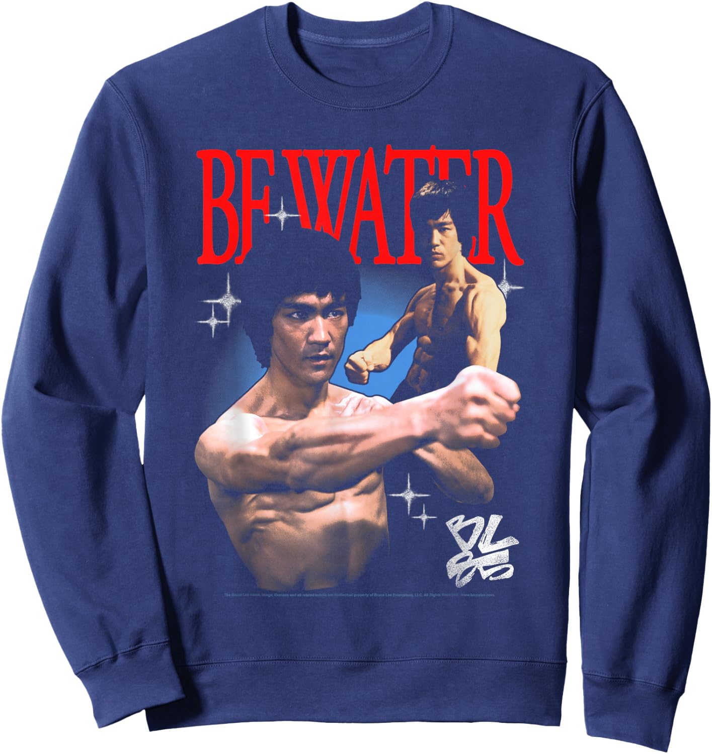 Bruce Lee Be Water Retro Martial Arts Poses Retro Movie Sweatshirt - Sweatshirt | Navy