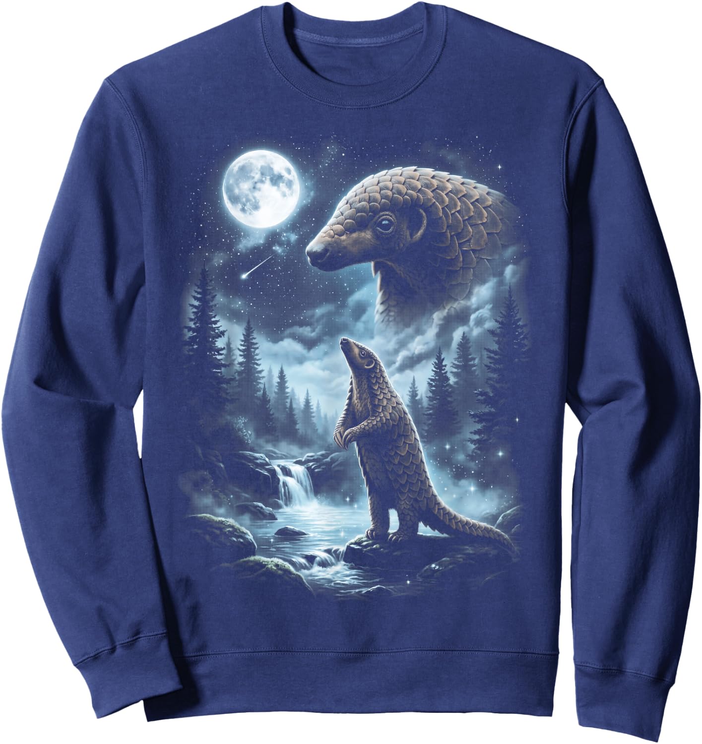 Pangolin Howling at Moon 90's Retro Sweatshirt - Sweatshirt | Navy