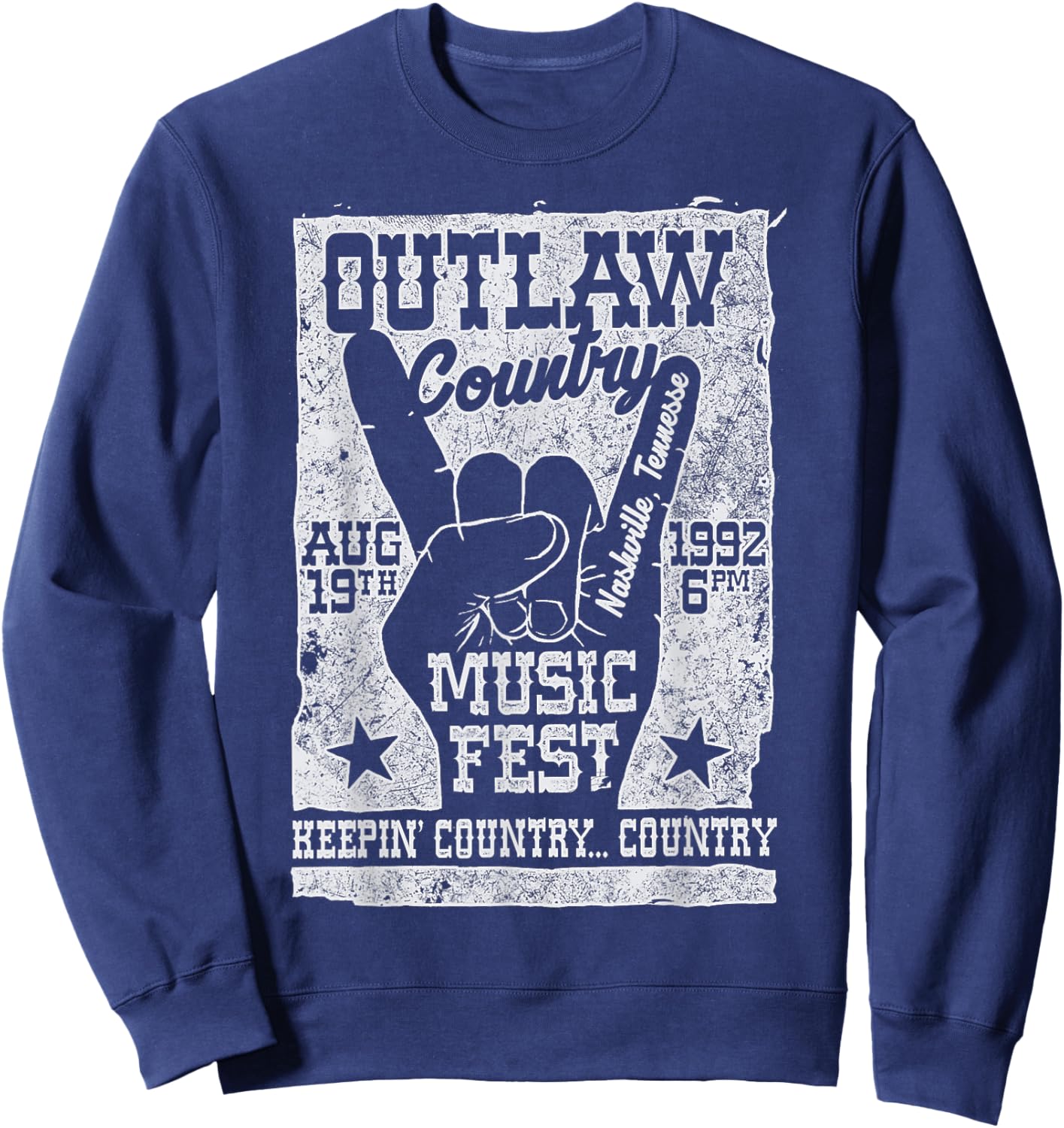Outlaw Country Music Fest Nashville Vintage Sweatshirt - Sweatshirt | Navy