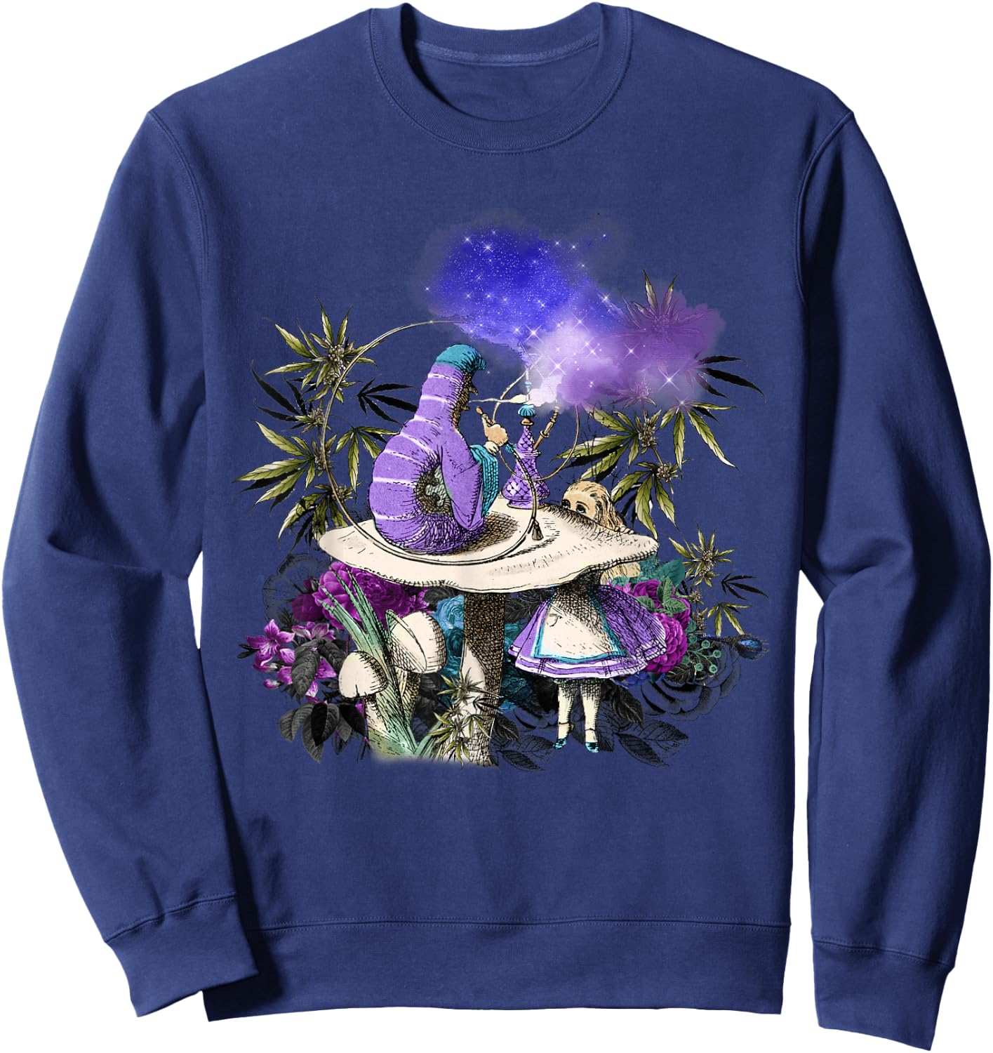 Cannabis rauchen raupe und Alice im Wunderland Sweatshirt - Sweatshirt | Navy