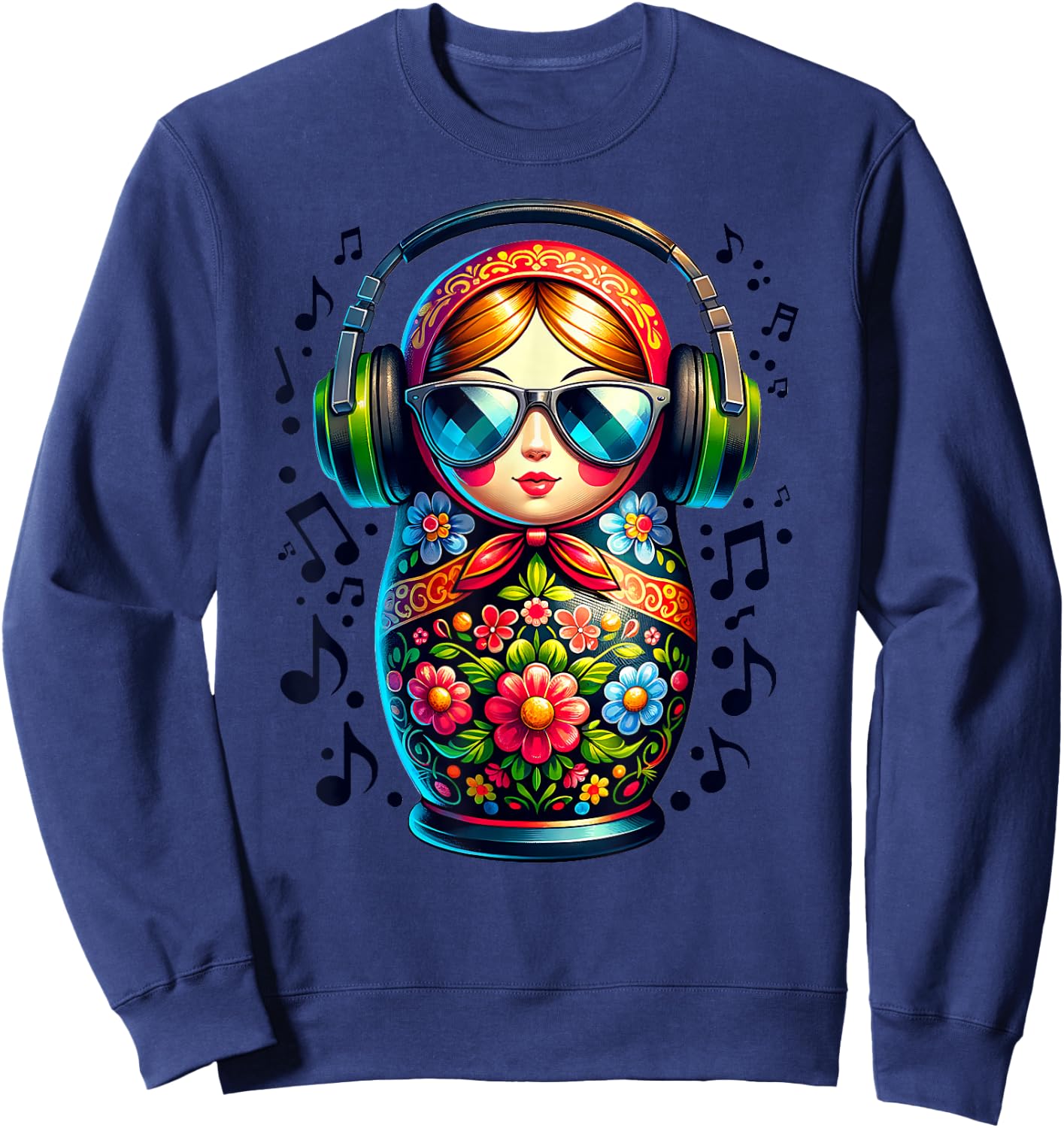 Russian Matryoshka Music Russia Russian Matryoshka , blue Sweatshirt - Sweatshirt | Navy