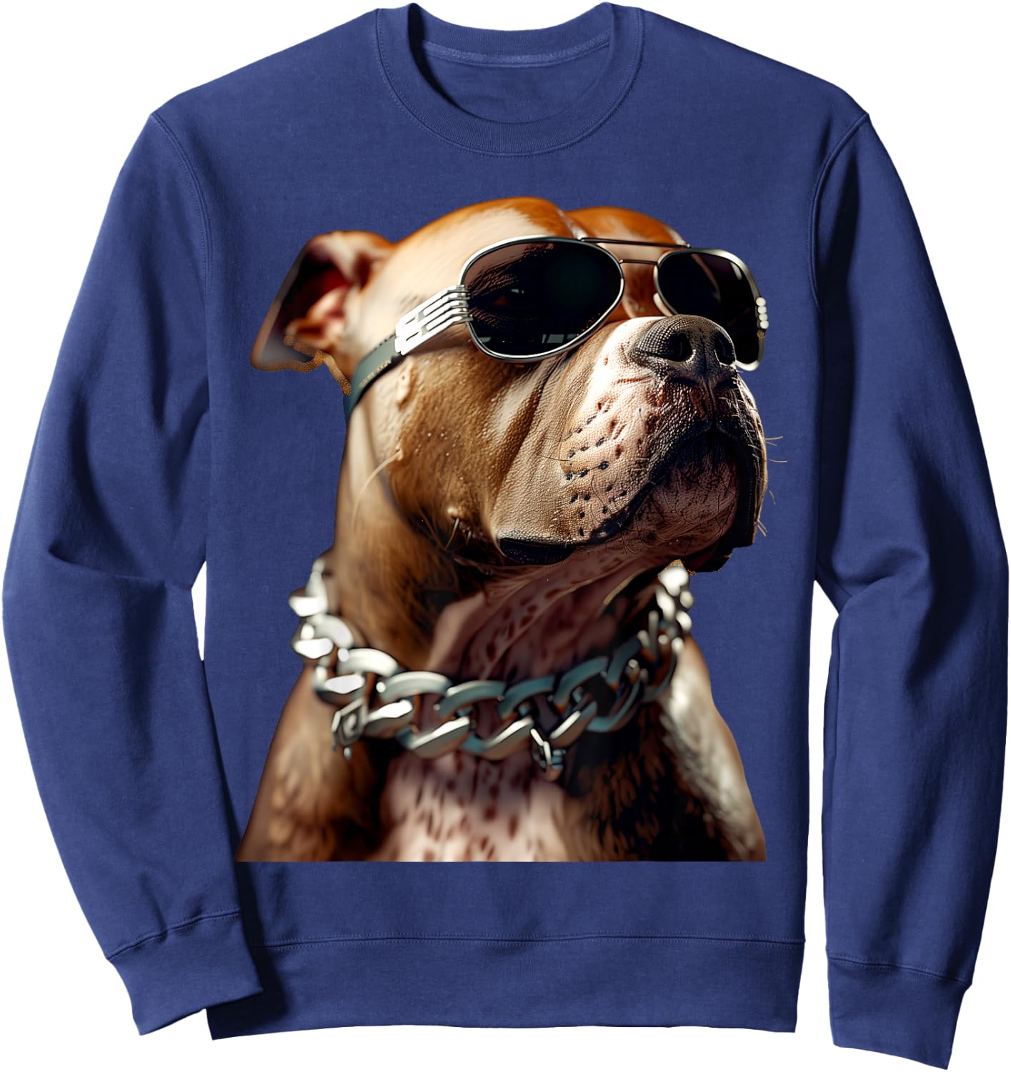 Pitbull with Sunglasses Pittie American Pit Bull Terrier , black Sweatshirt - Sweatshirt | Navy