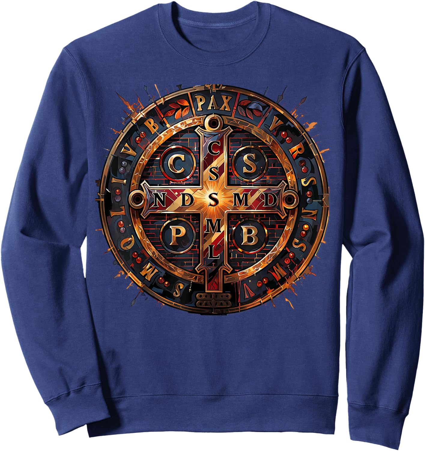 Catholic Saint Benedict Medal Sweatshirt - Sweatshirt | Navy