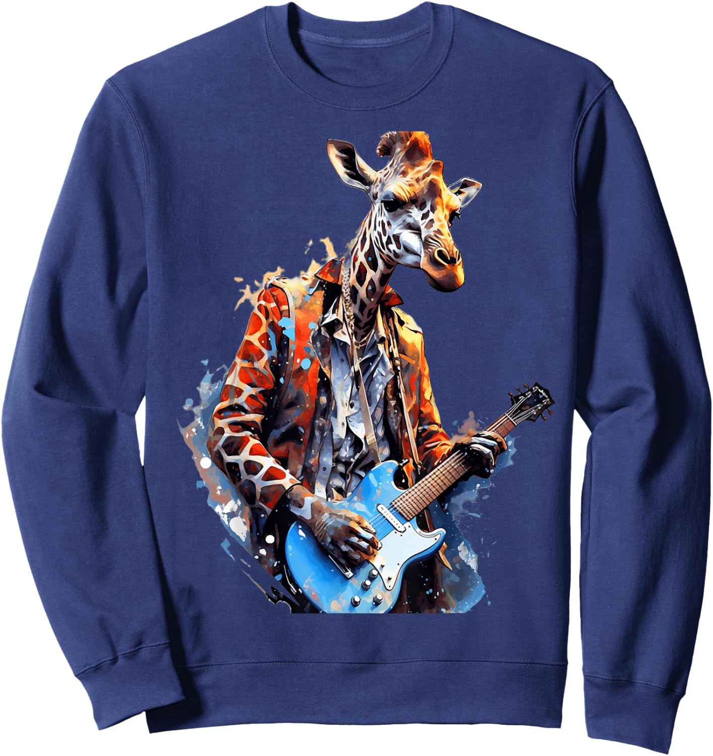 Rock Guitar Giraffe Guitarist Sweatshirt - Sweatshirt | Navy