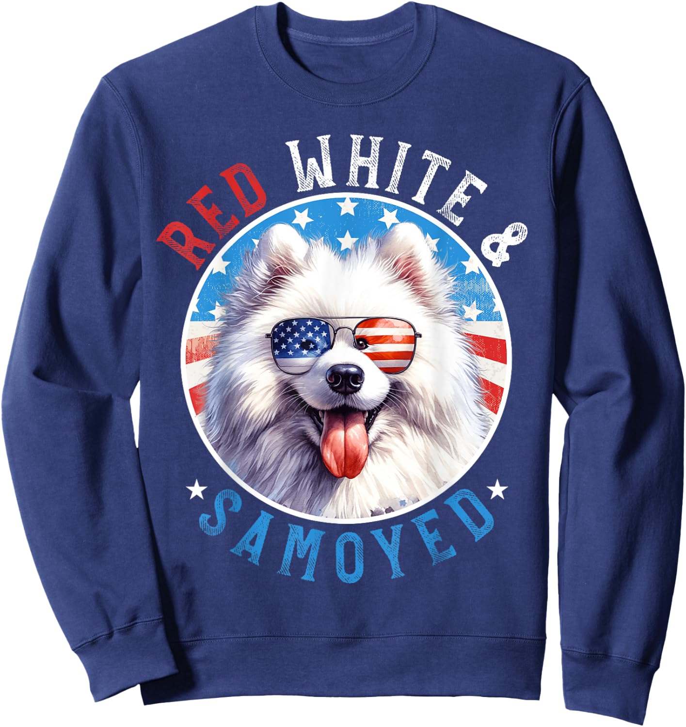 Samoyed Dog 4th of July Red White and Sammy Lovers Kids Men Sweatshirt - Sweatshirt | Navy