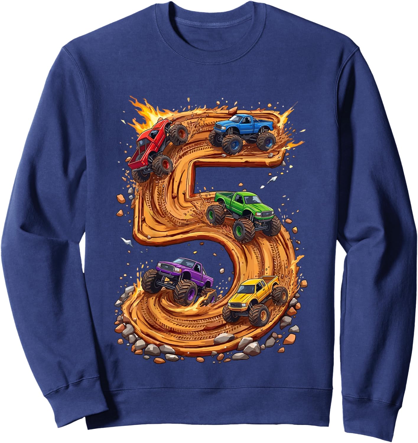 Kinder 5. Geburtstag, Monstertruck, Junge & Kleinkind, 5 Jahre alt Sweatshirt - Sweatshirt | Navy