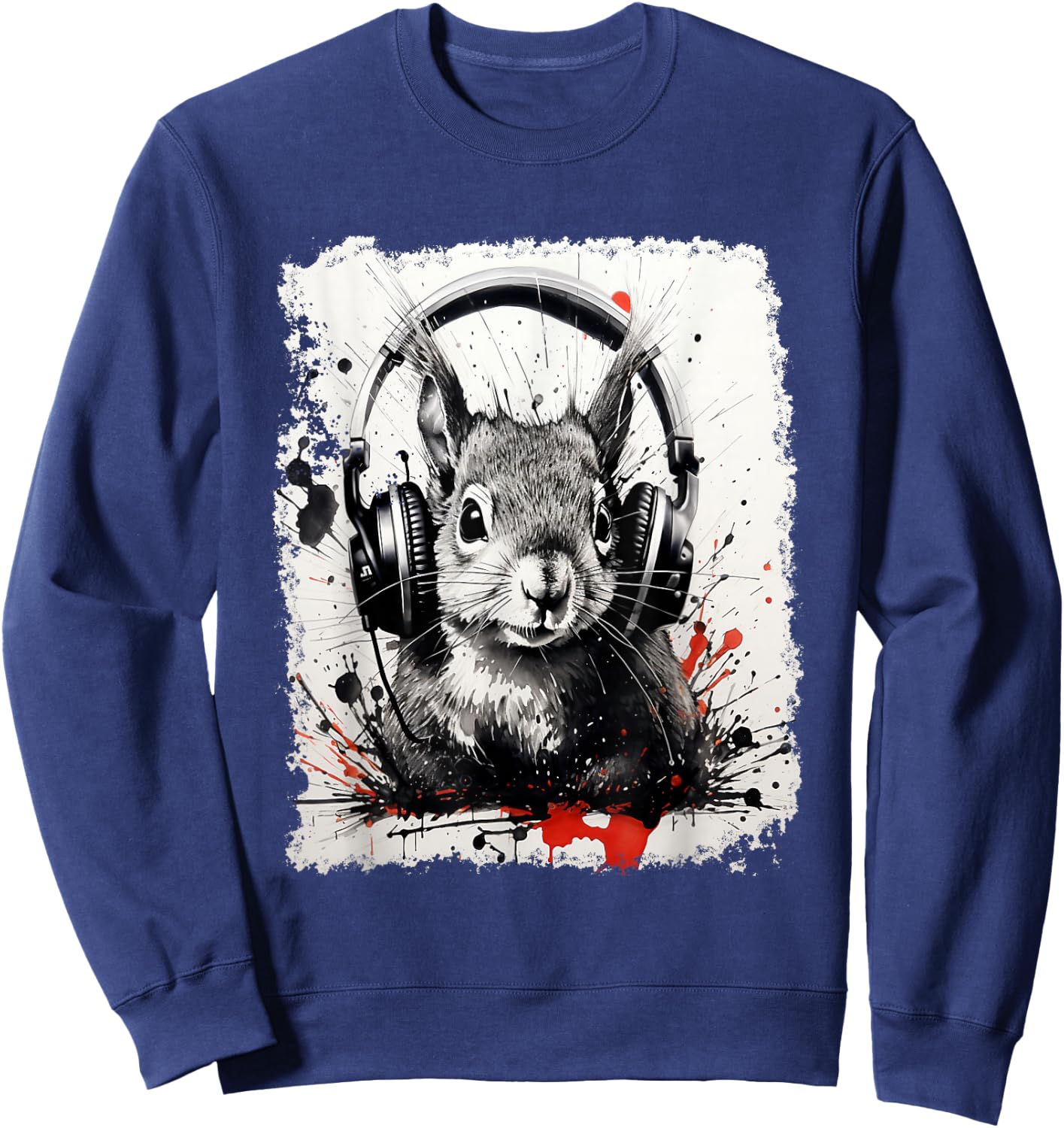 Ink Art Splash Animal Squirrel Sweatshirt - Sweatshirt | Navy