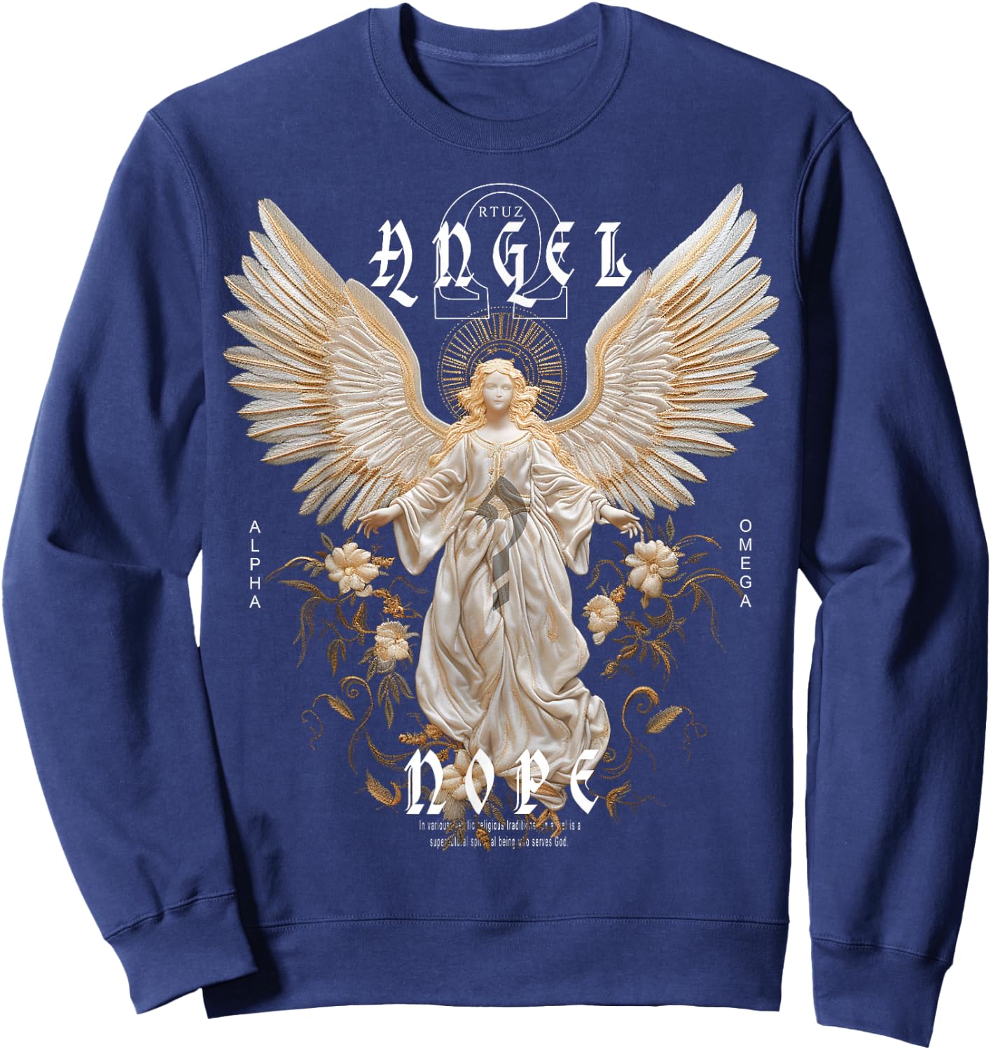Streetwear Aesthetic Mode Vintage Fashion Damen Herren Engel Sweatshirt - Sweatshirt | Navy