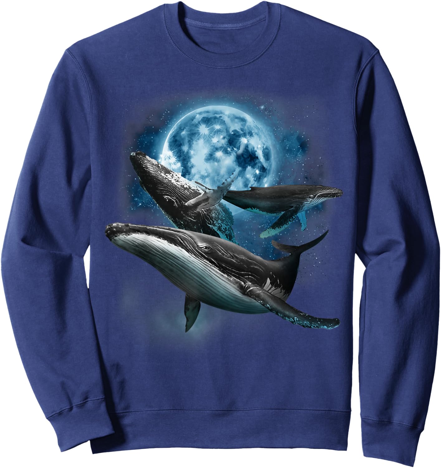 Humpback Whale Shirt - Howling at the Moon Humpback Whale Sweatshirt - Sweatshirt | Navy