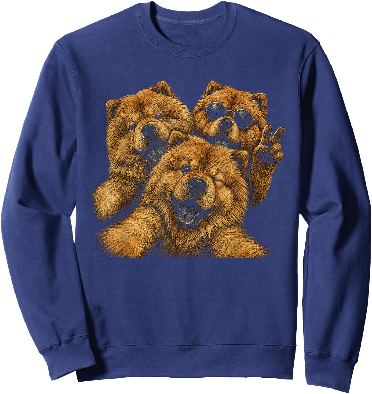 Funny Chow Chow Selfie Artwork Design Sweatshirt - Sweatshirt | Navy