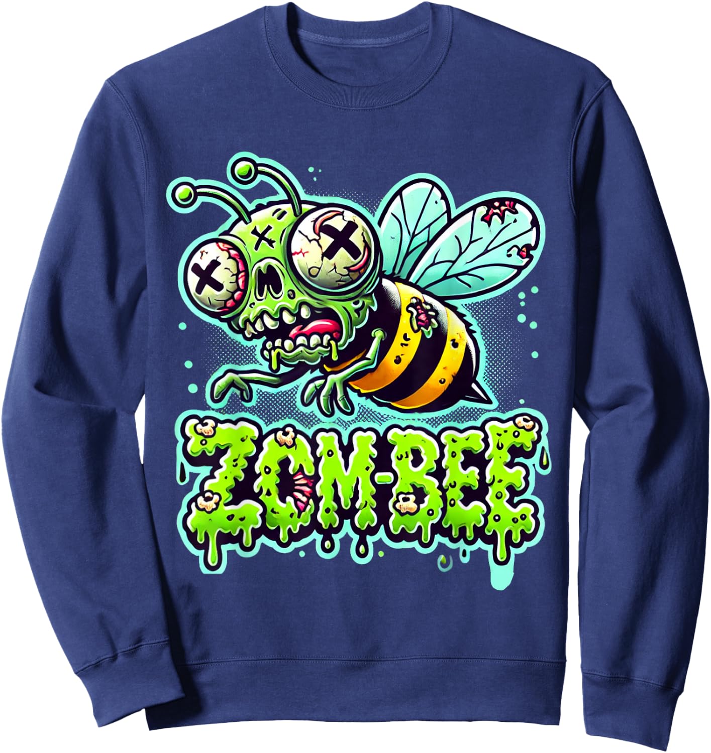 Funny Zom-Bee Apocalypse: Creepy Undead Bee Horror Halloween Sweatshirt - Sweatshirt | Navy