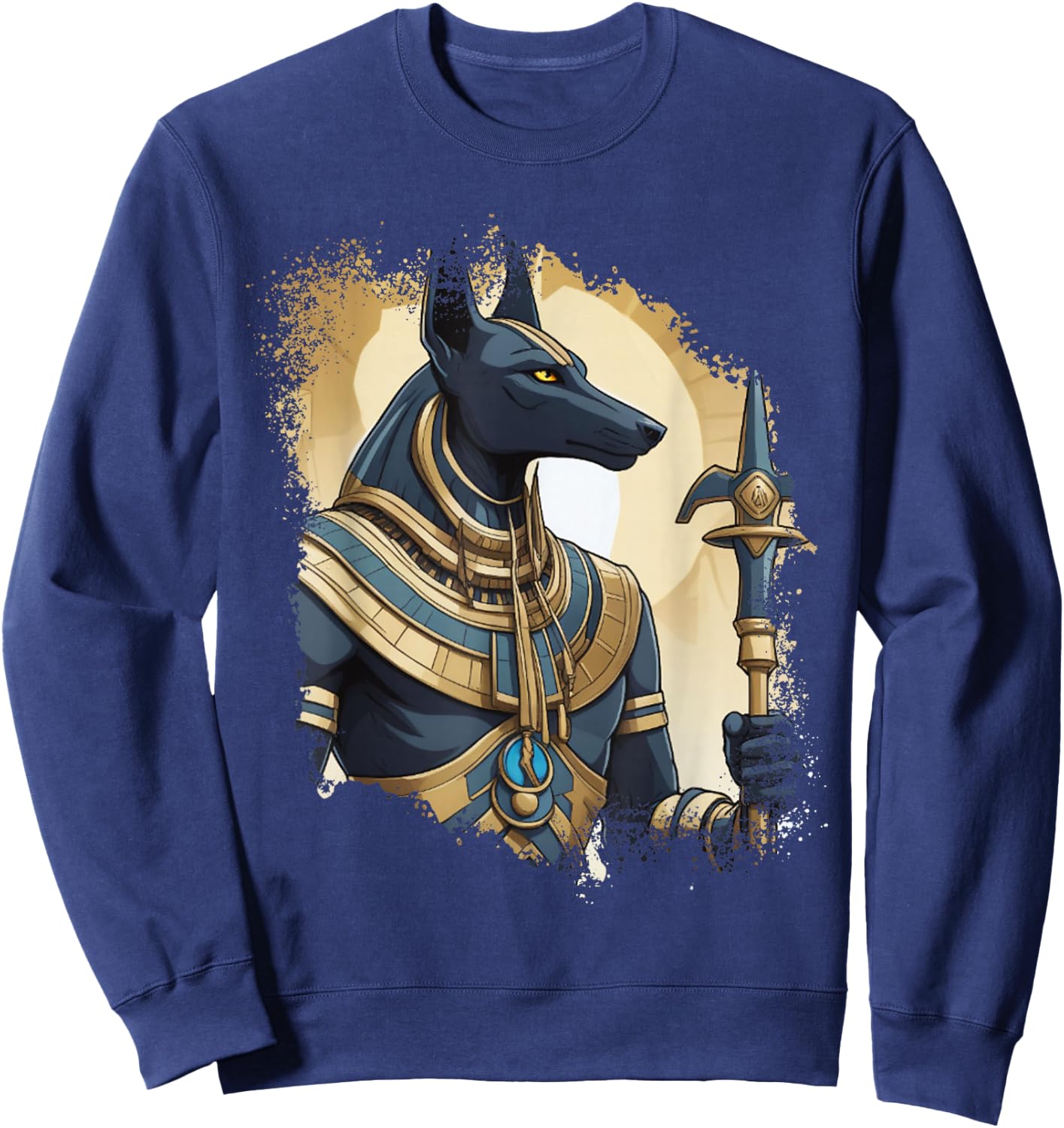 Ancient Egyptian God of the Dead Anubis Egypt Pyramids Sphinx , Black, S Sweatshirt - Sweatshirt | Navy