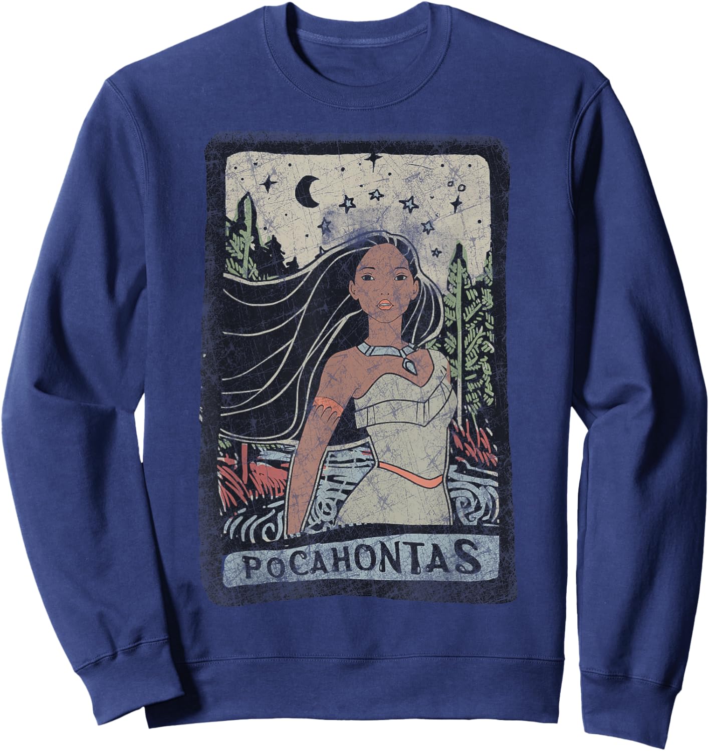 Disney Pocahontas Nature Portrait Poster, Black, S Sweatshirt - Sweatshirt | Navy