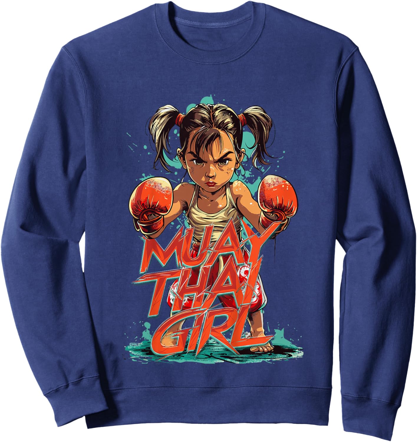 Kids Muay Thai Girl Cute Martial Arts Girls , black Sweatshirt - Sweatshirt | Navy