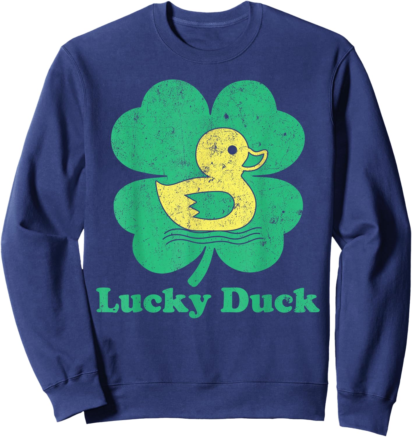 Duck Irish Shamrock Leaf Duck Lucky St. Patrick's Day Sweatshirt - Sweatshirt | Navy