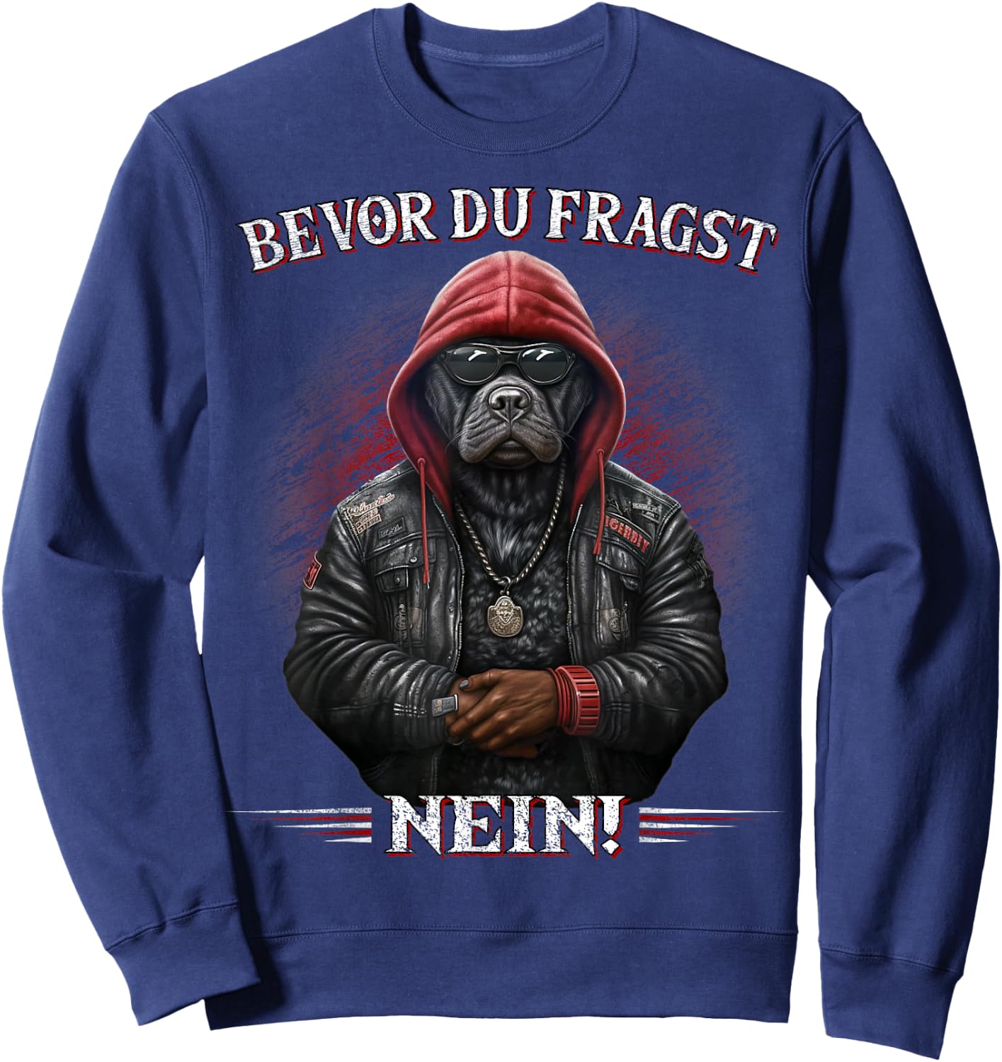 Bevor du fragst - Nein Lustiges Sarkasmus Hunde Kaffee Sweatshirt - Sweatshirt | Navy